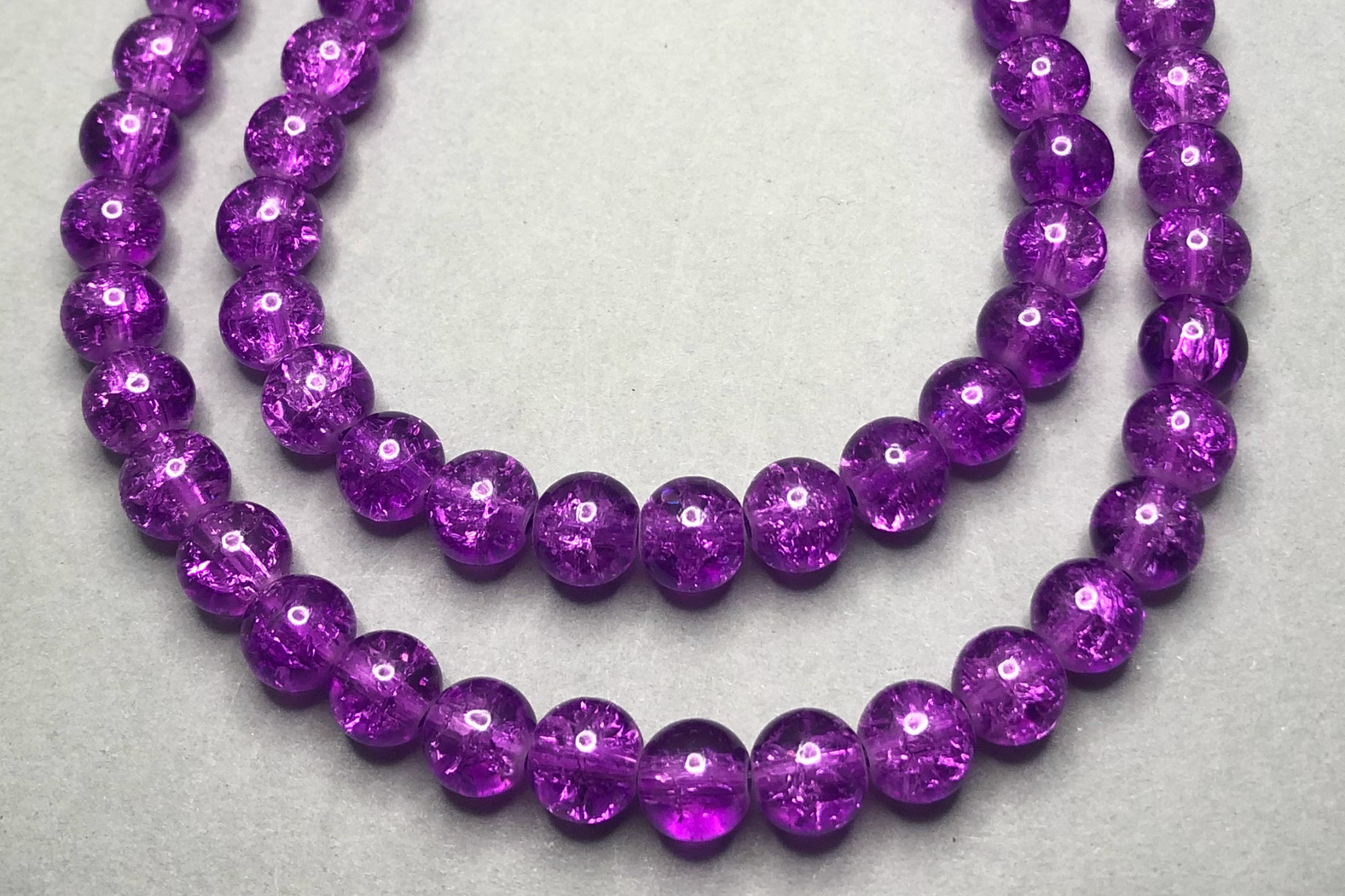 Magenta Crackle Glass Beads