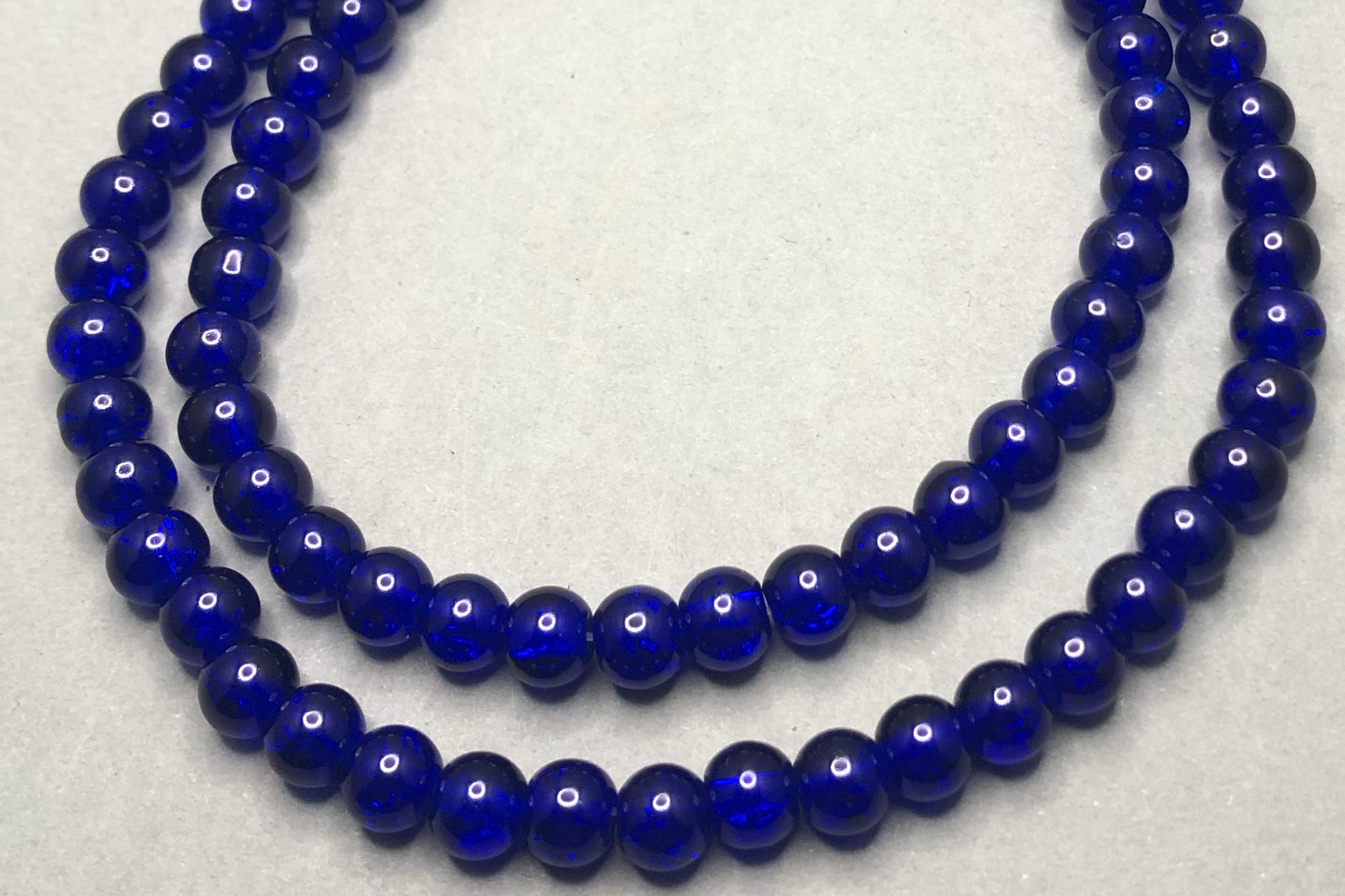 Dark Sapphire Crackle Glass Beads
