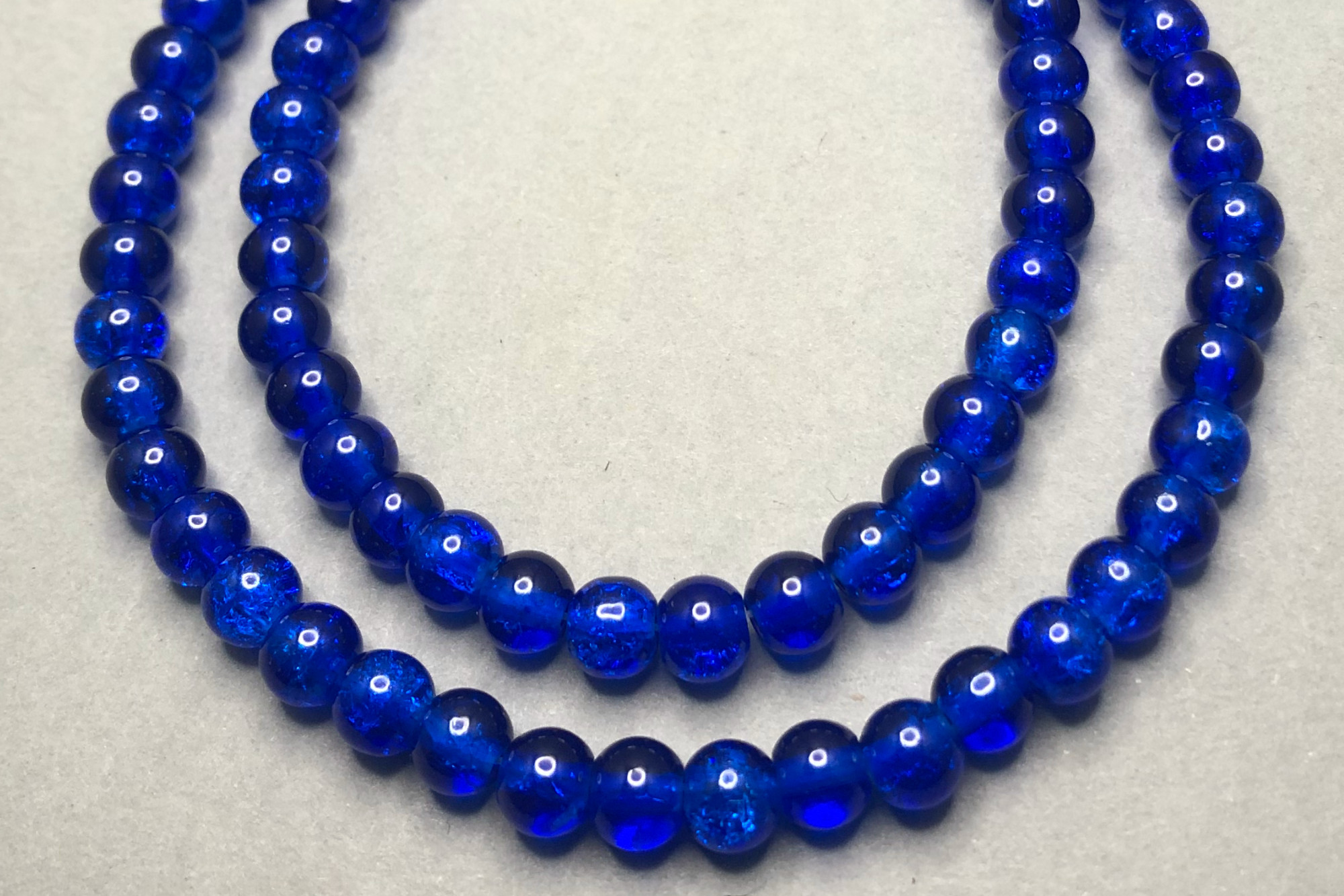 Sapphire Crackle Glass Beads