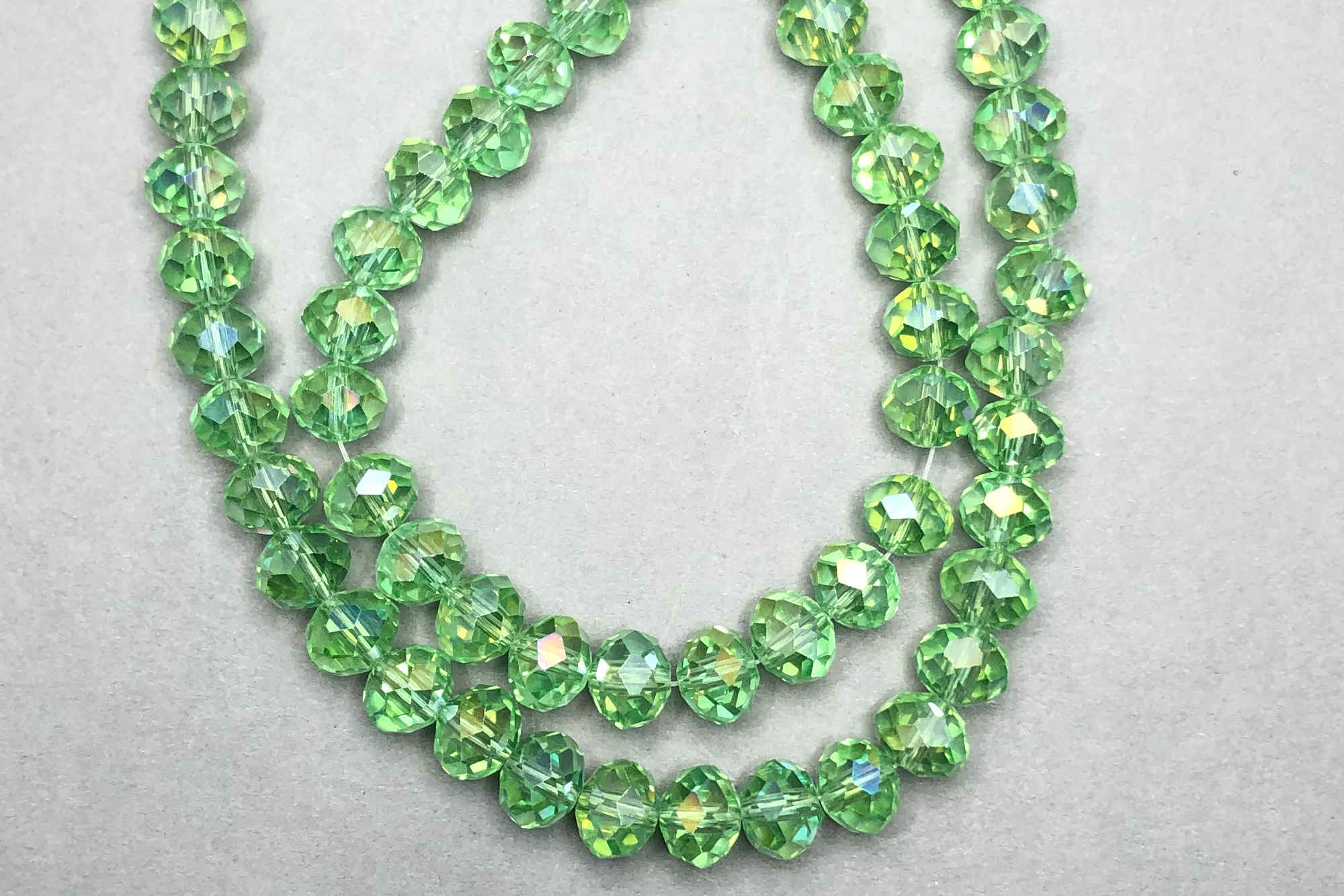 AB Light Green Faceted Glass Beads *NEW*