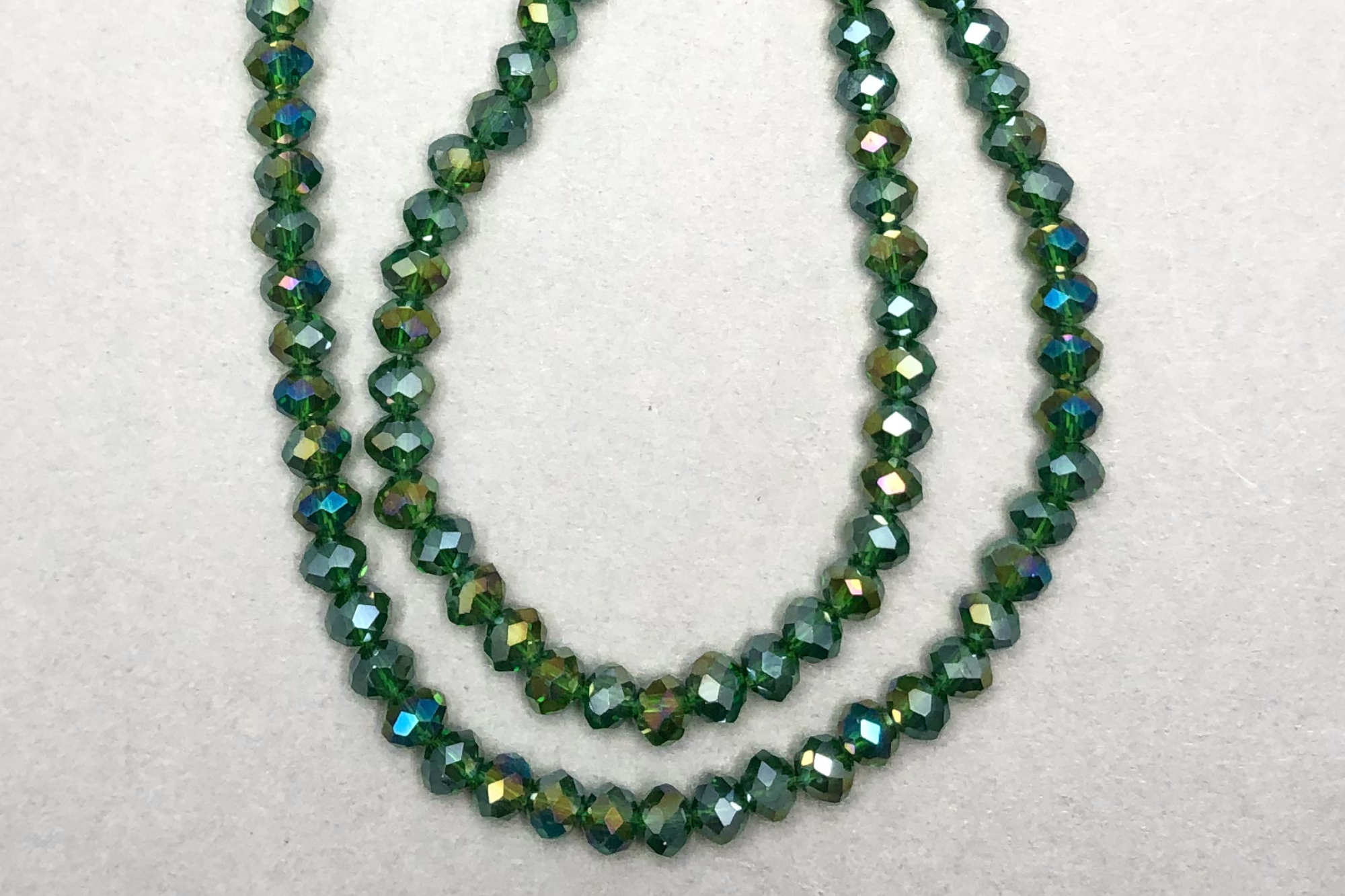 AB Dark Green Faceted Glass Beads *NEW*