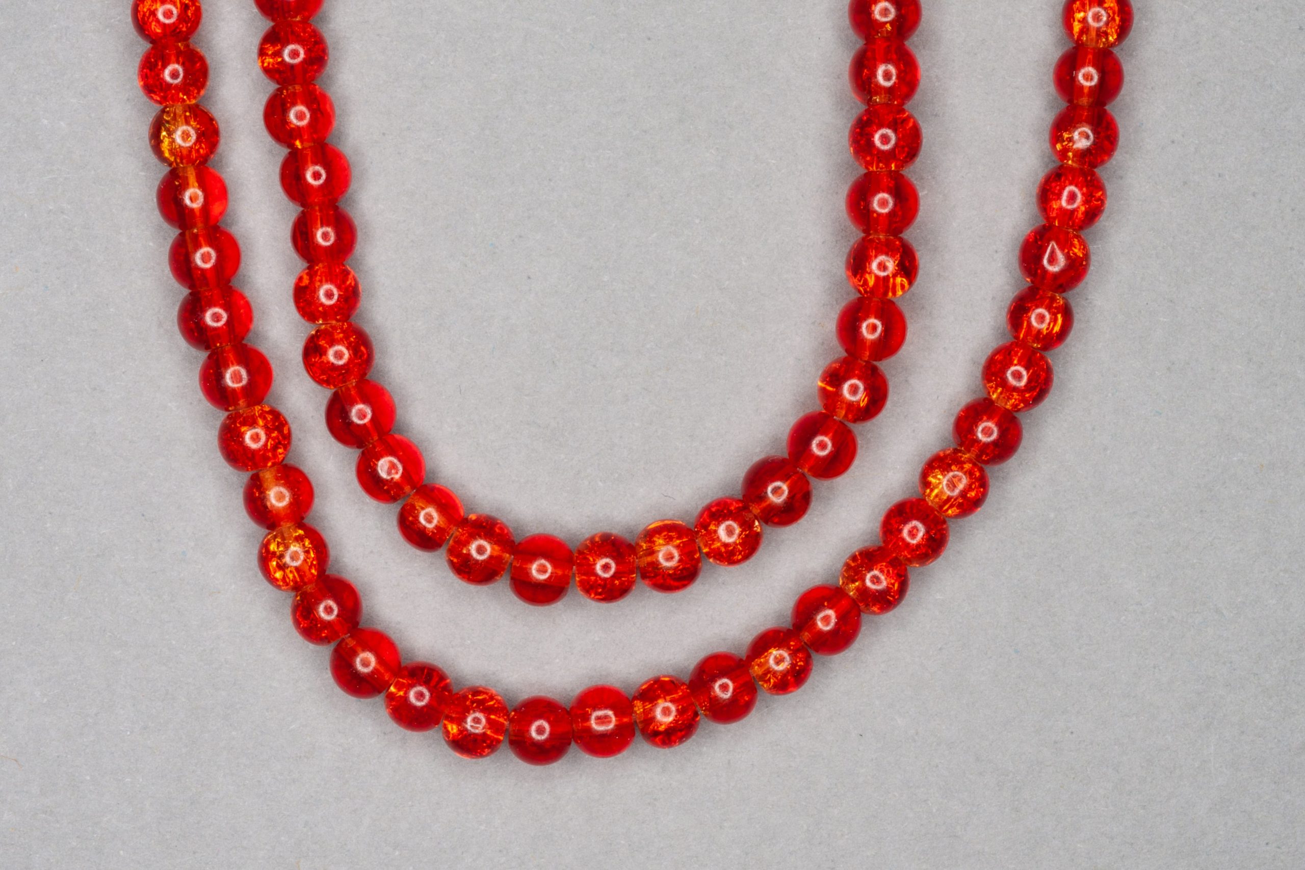 Dark Orange Crackle Glass Beads