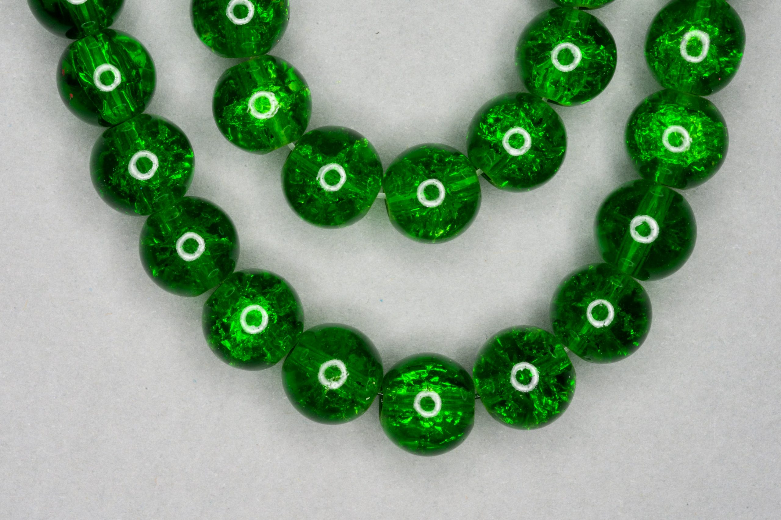 Green Crackle Glass Beads