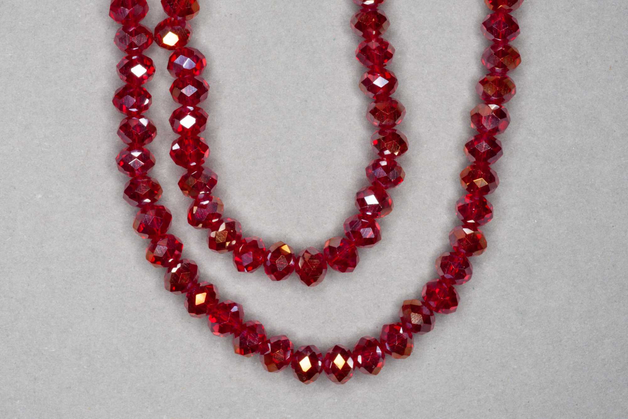 AB Dark Red Faceted Glass Beads