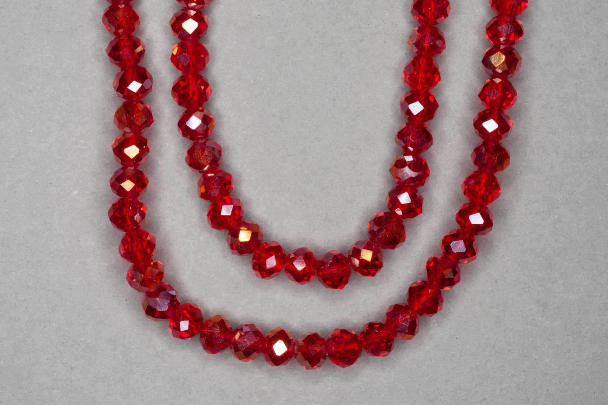 AB Red Faceted Glass Beads