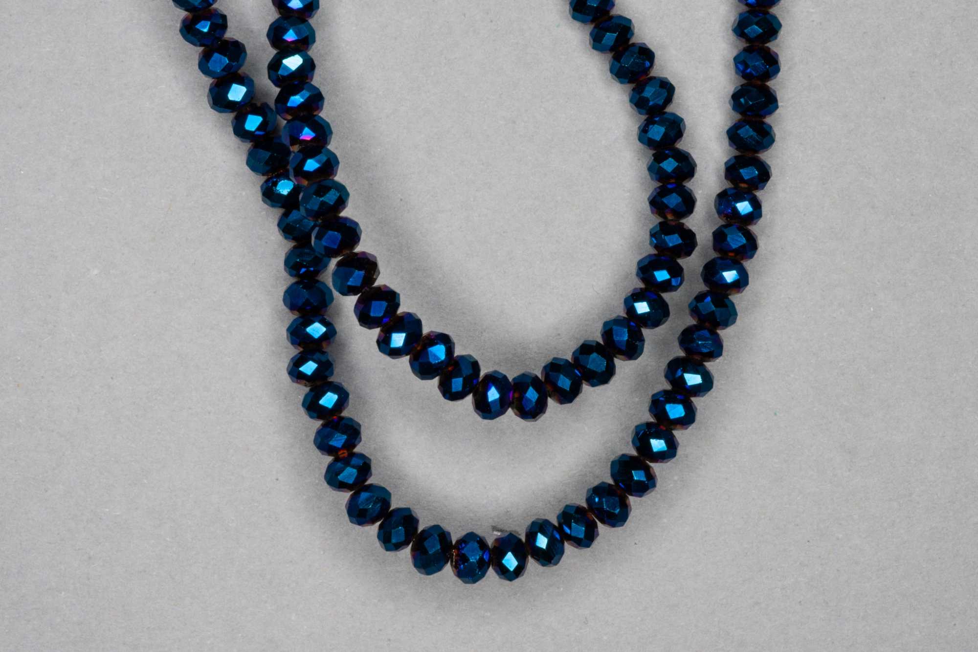 Metallic Blue Faceted Glass Beads