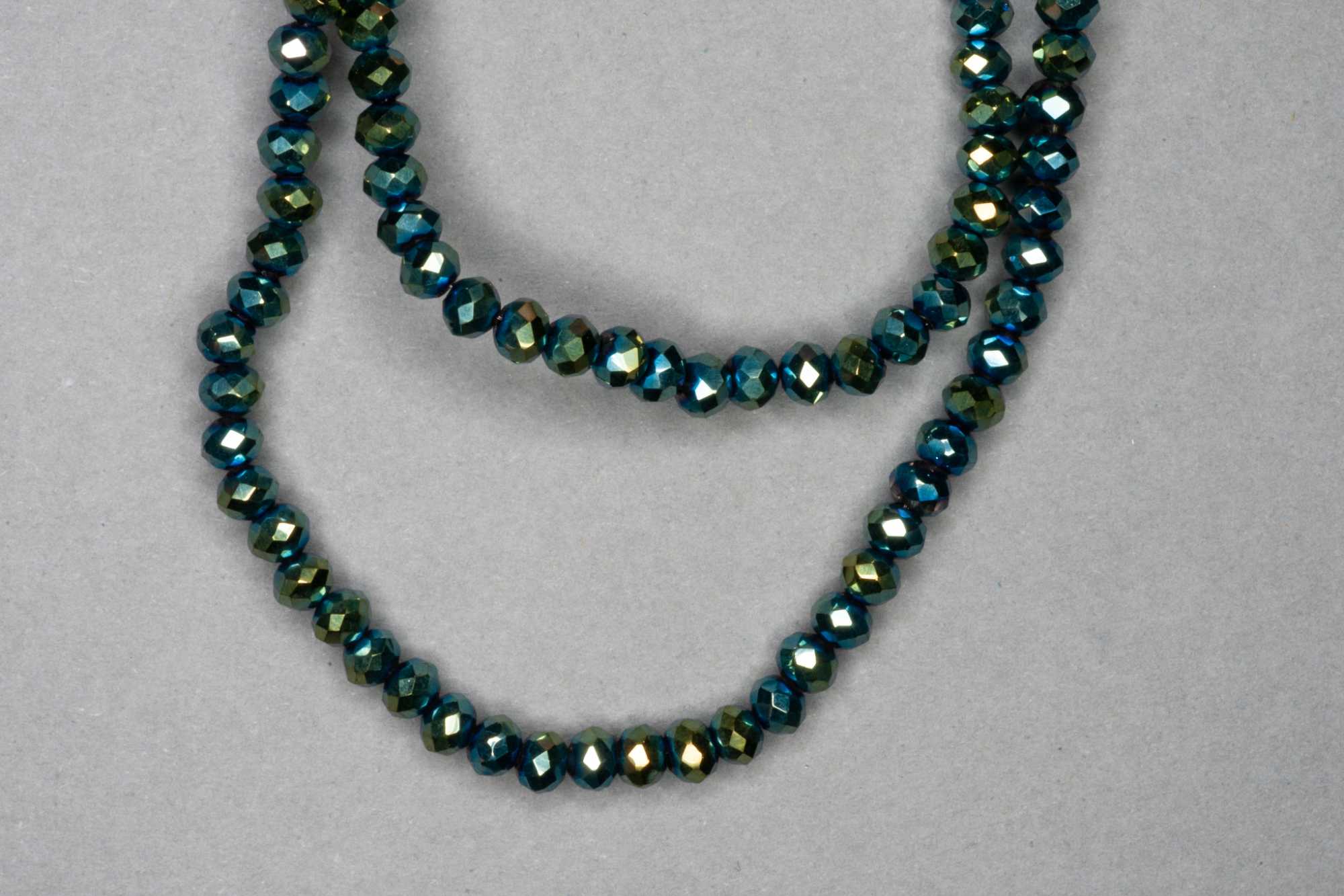 Metallic Teal Faceted Glass Beads
