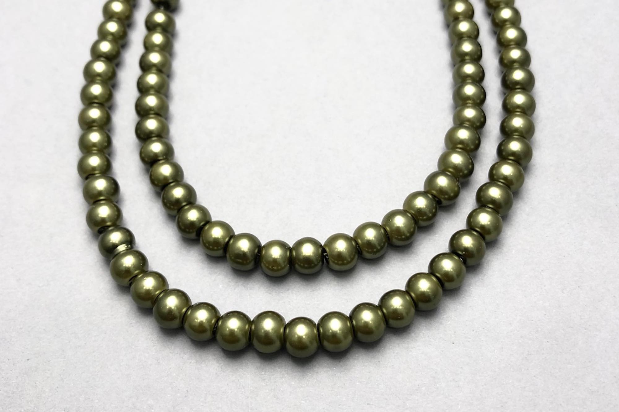 Dark Olive Pearl Glass Beads
