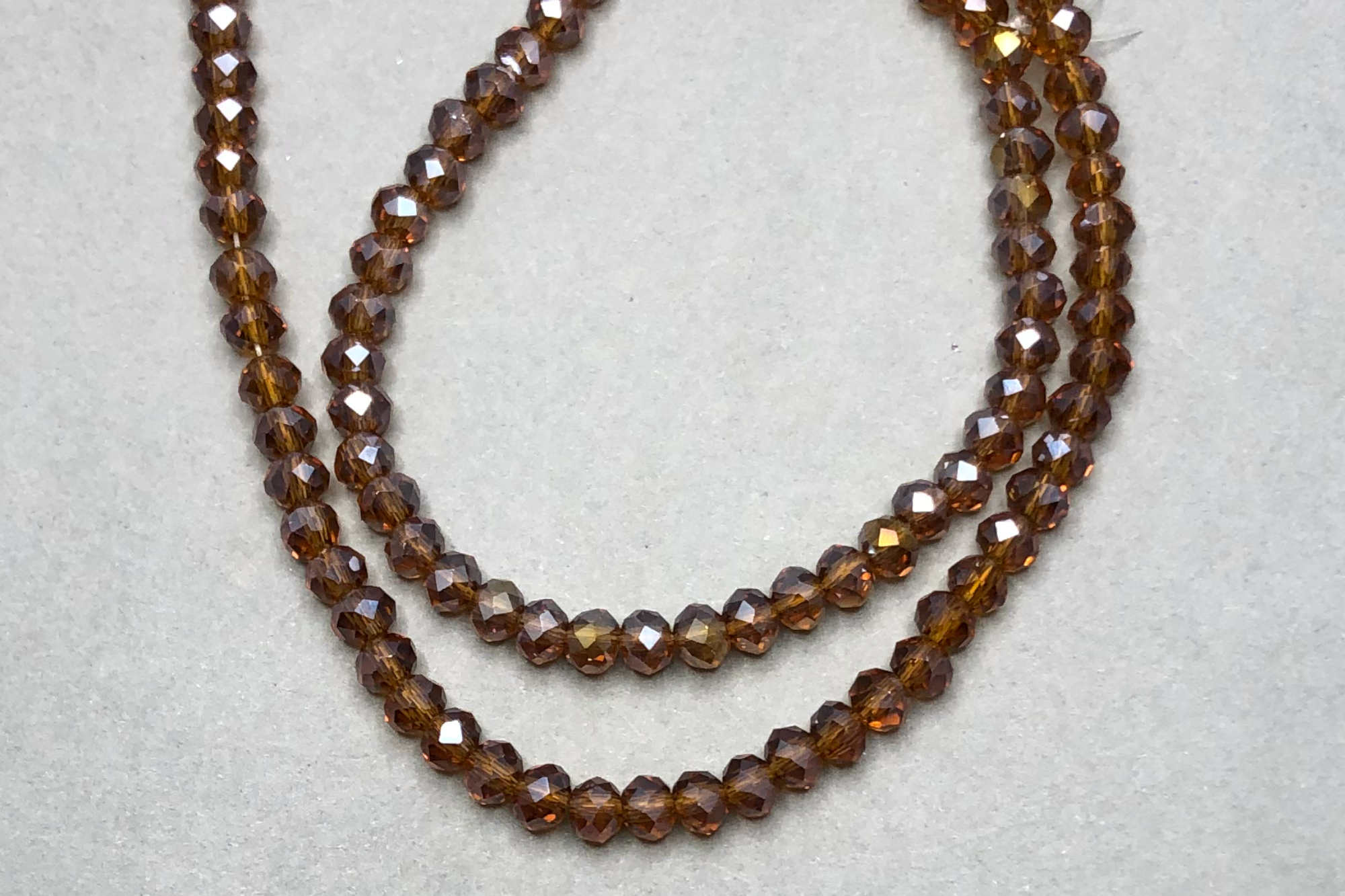 Silver Brown Faceted Glass Beads *NEW*