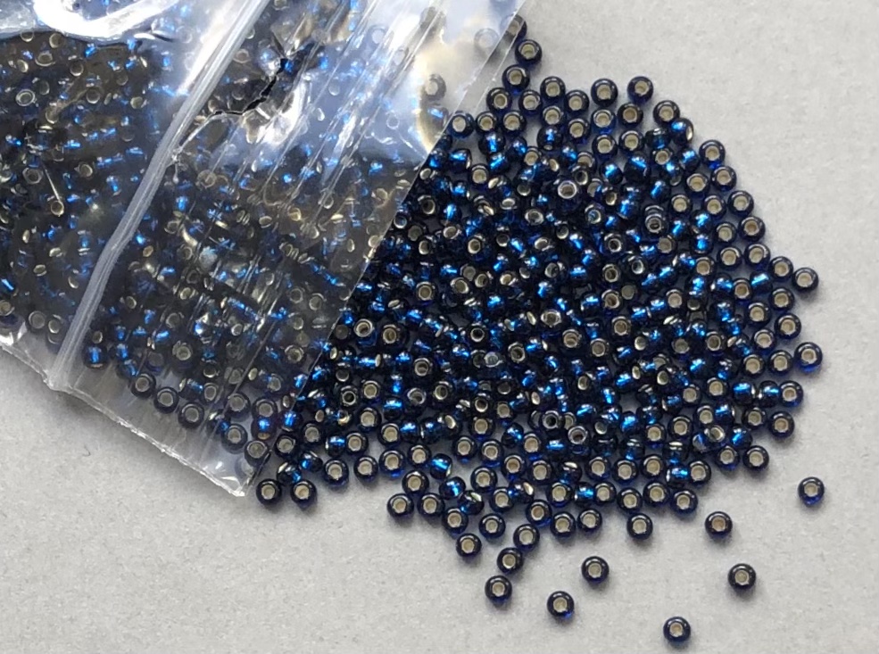 Silver Lined Capri Blue Seed Rocaille Glass Beads, 30g