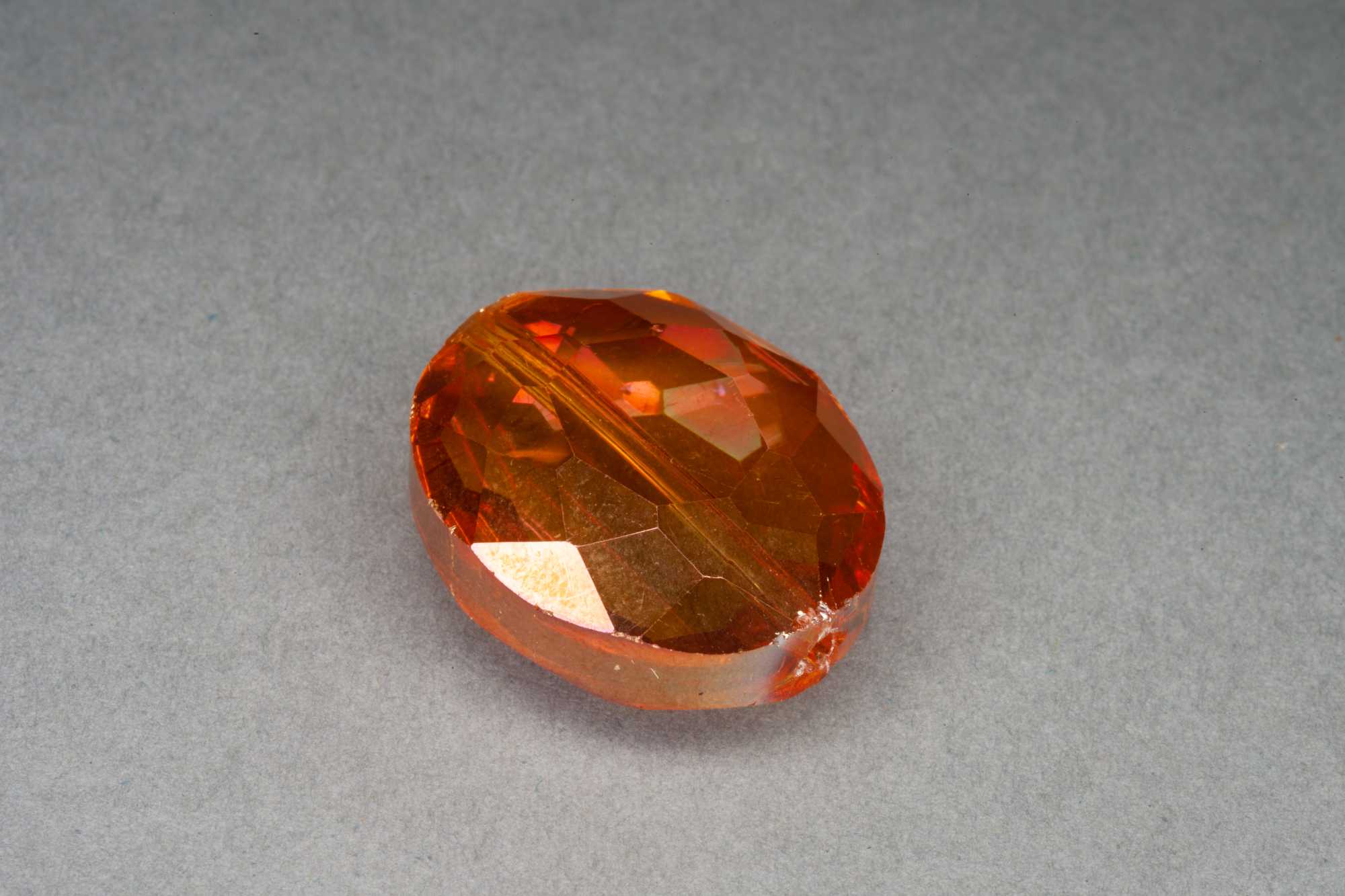 AB Orange Oval Faceted Glass Bead, 1mm hole