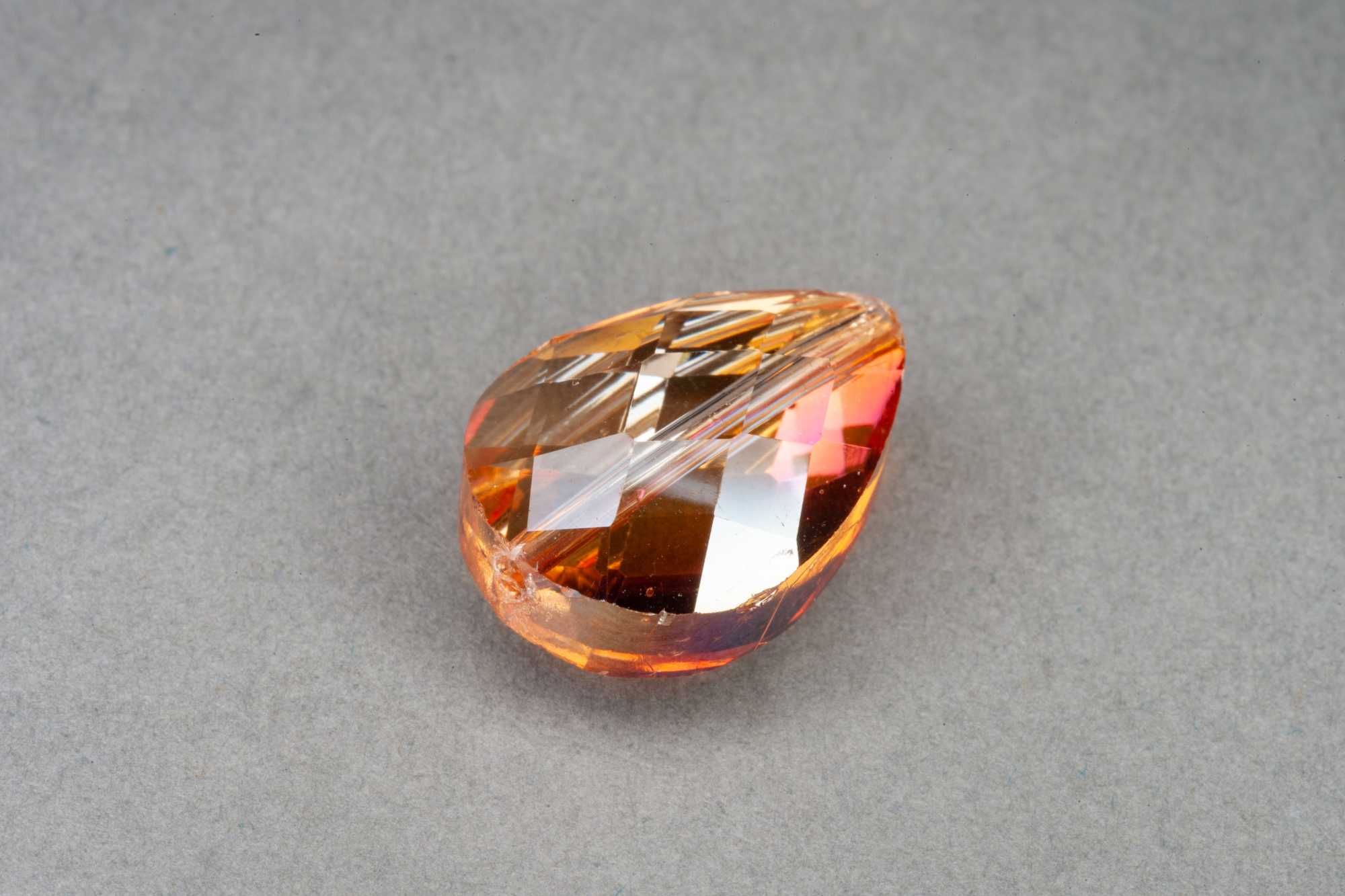 AB Orange Pear Shape Faceted Glass Bead 18x13x8mm