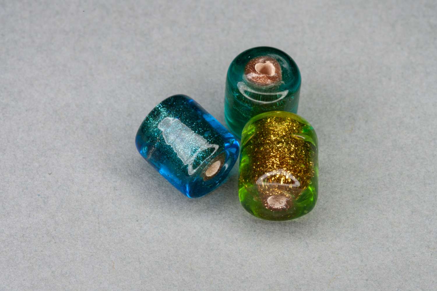 Barrel Goldstone Glass Bead, 10x8mm
