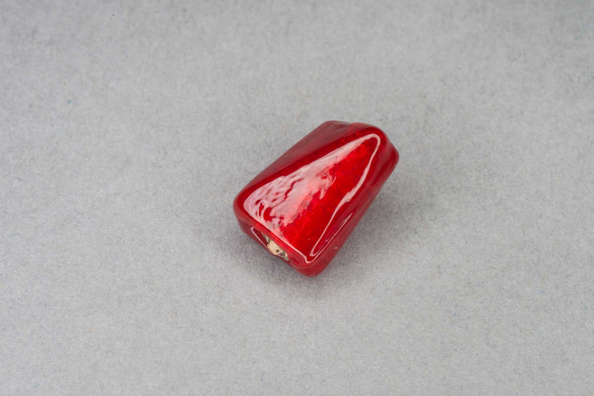 Red Twisted Foil Glass Bead, 9x12mm