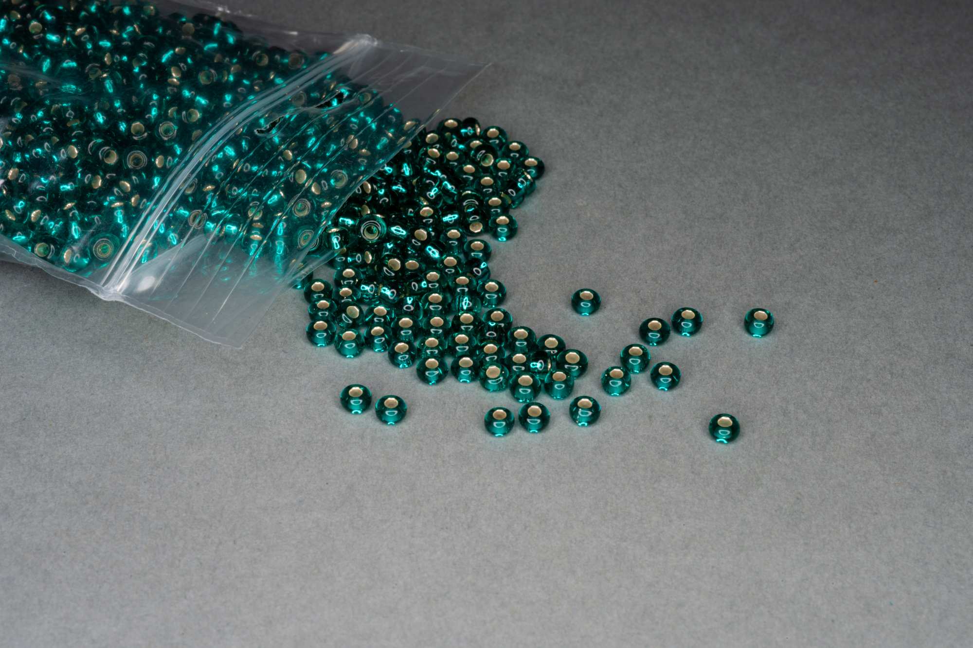 Silver Lined Teal Seed Rocaille Glass Beads, 30g