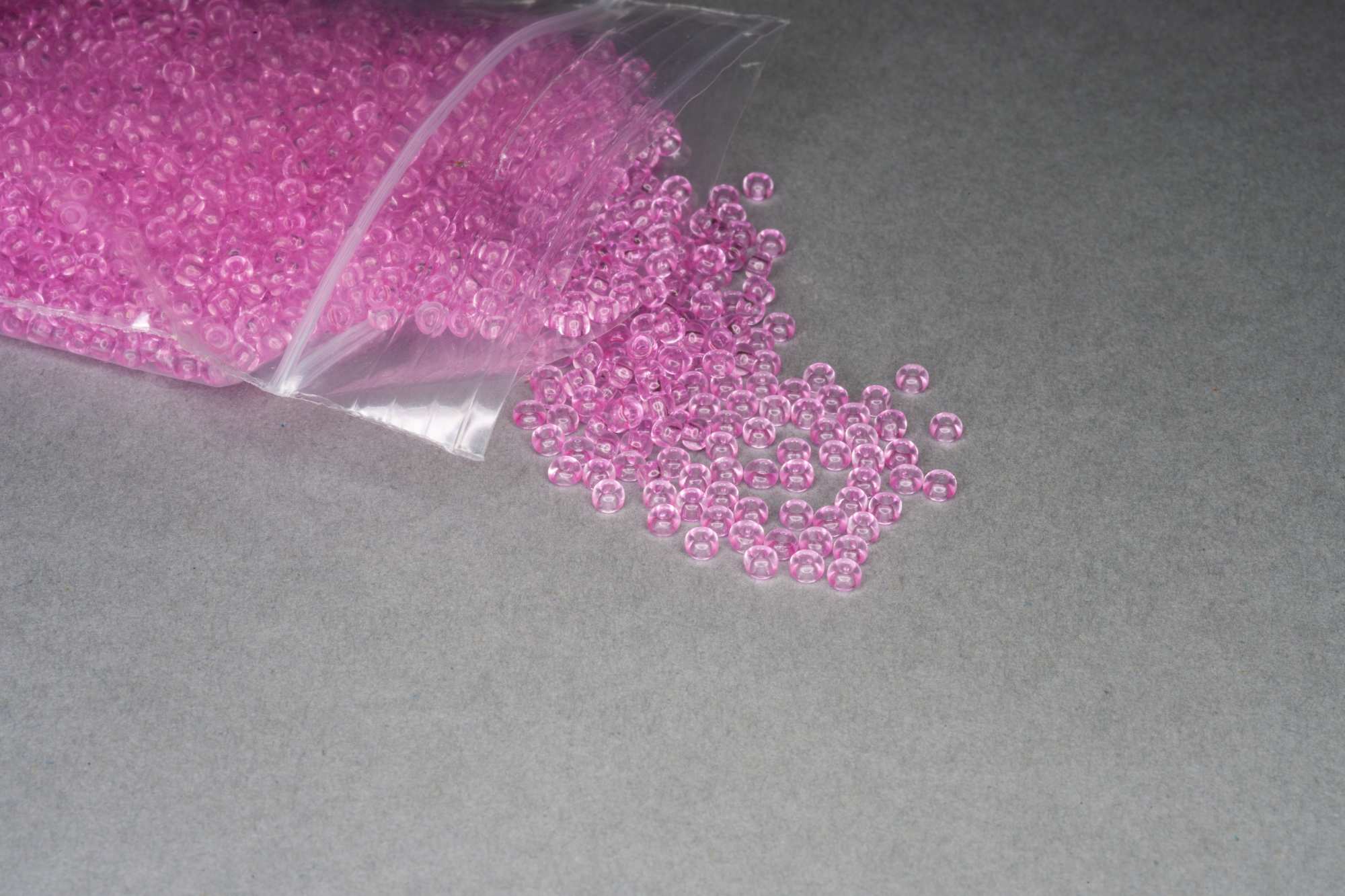Transparent Pink Seed Rocaille Glass Beads, 30g