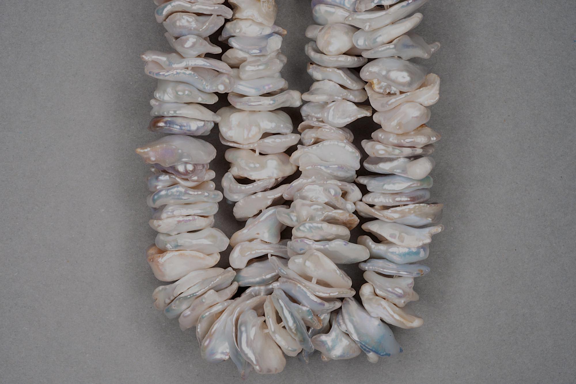 Silver/Grey/Ivory Dyed Fresh Water Pearl 38cm Strand, approx  10-20×2-4mm