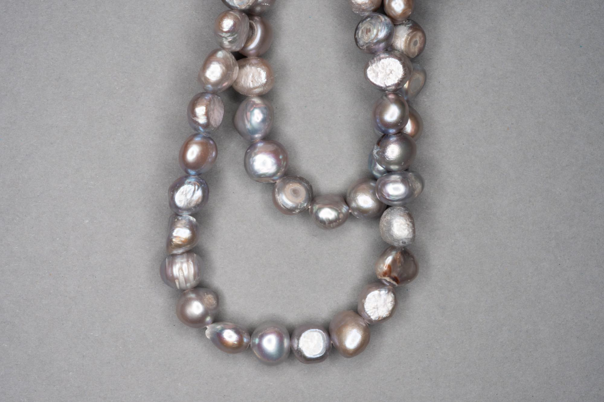 Silver Grey Dyed Fresh Water Pearl 38cm Strand, approx 7x9mm