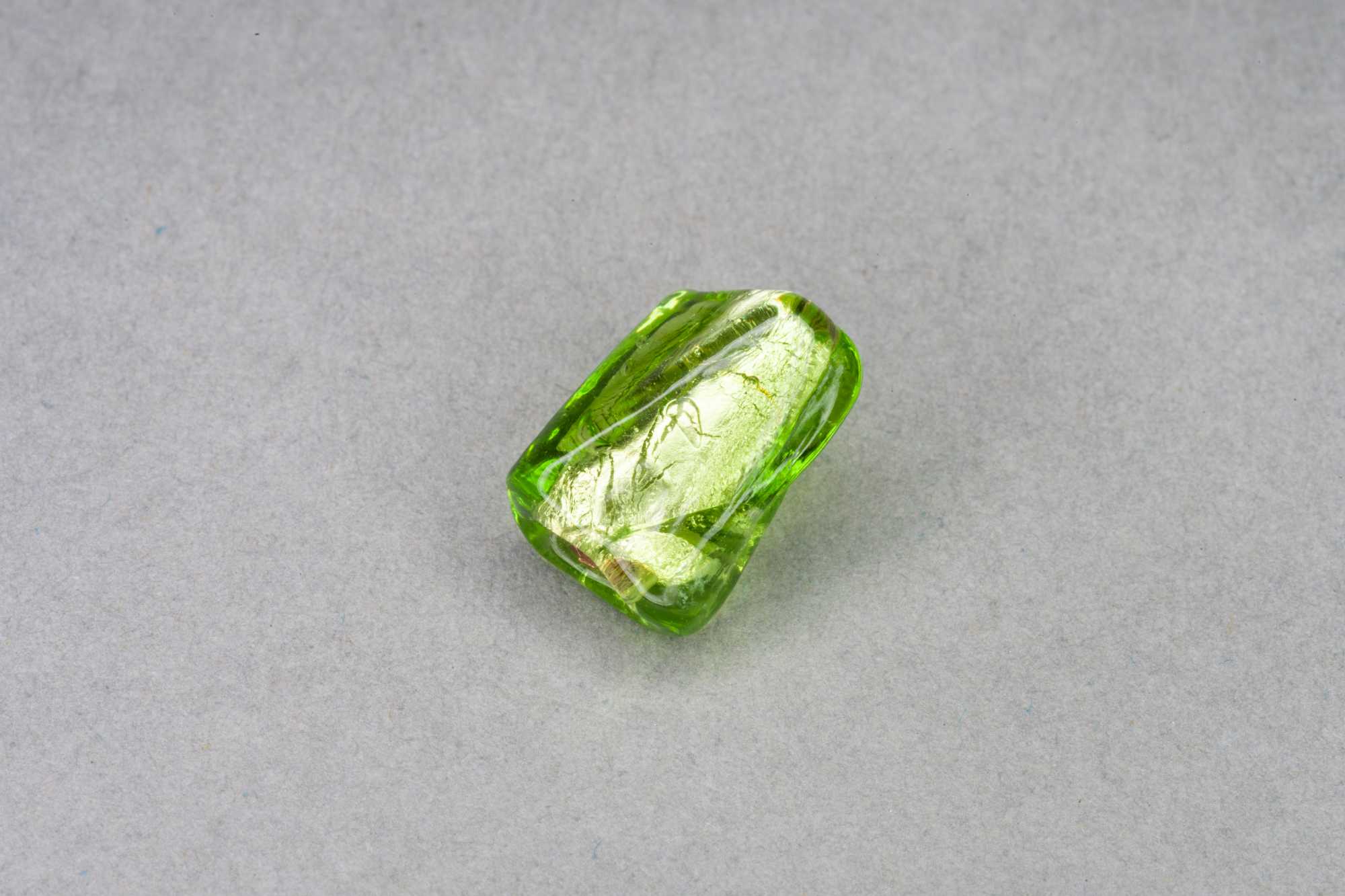 Lime Twisted Foil Glass Bead, 9x12mm