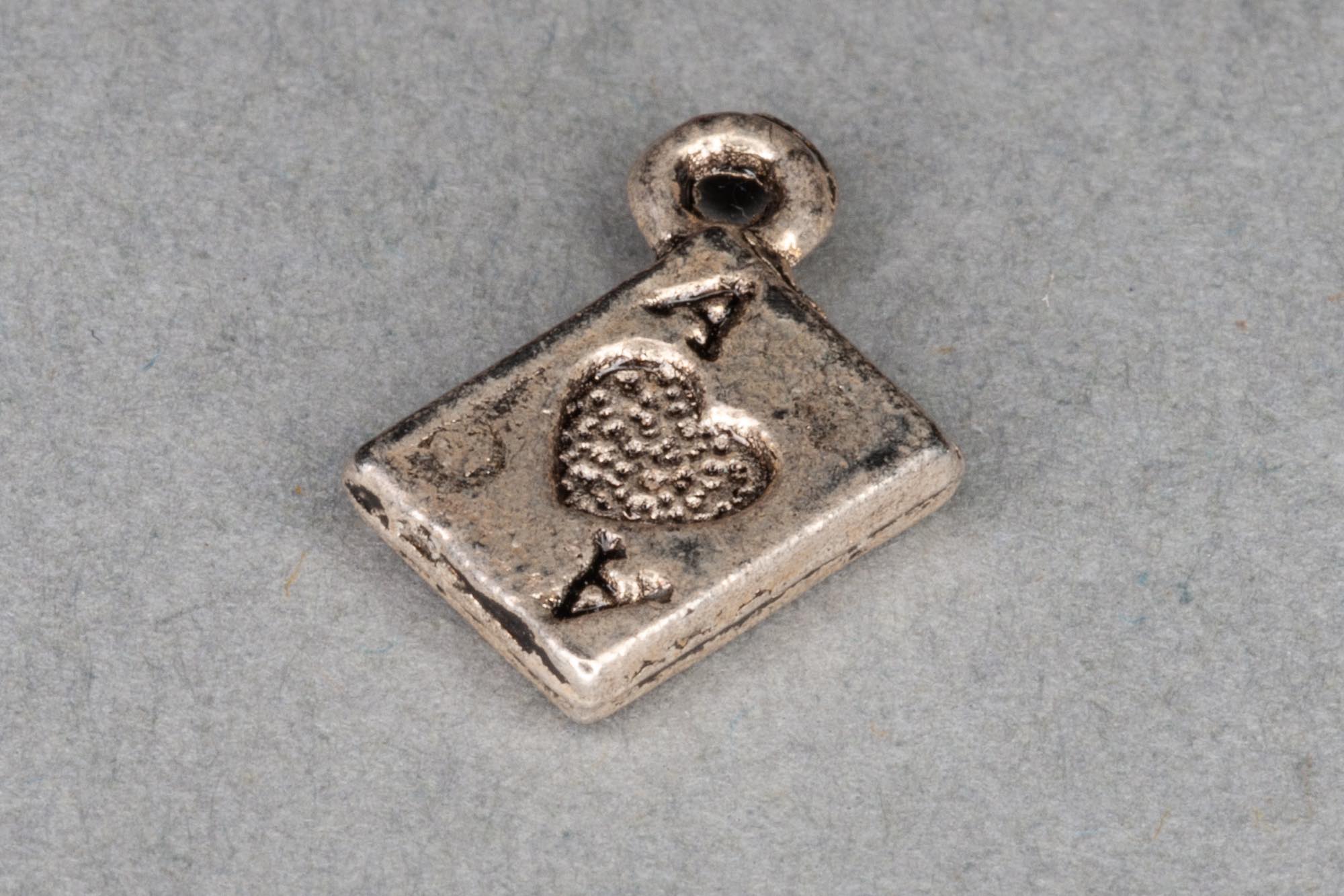 Antique Silver Ace Of Hearts Charm 11x8mm