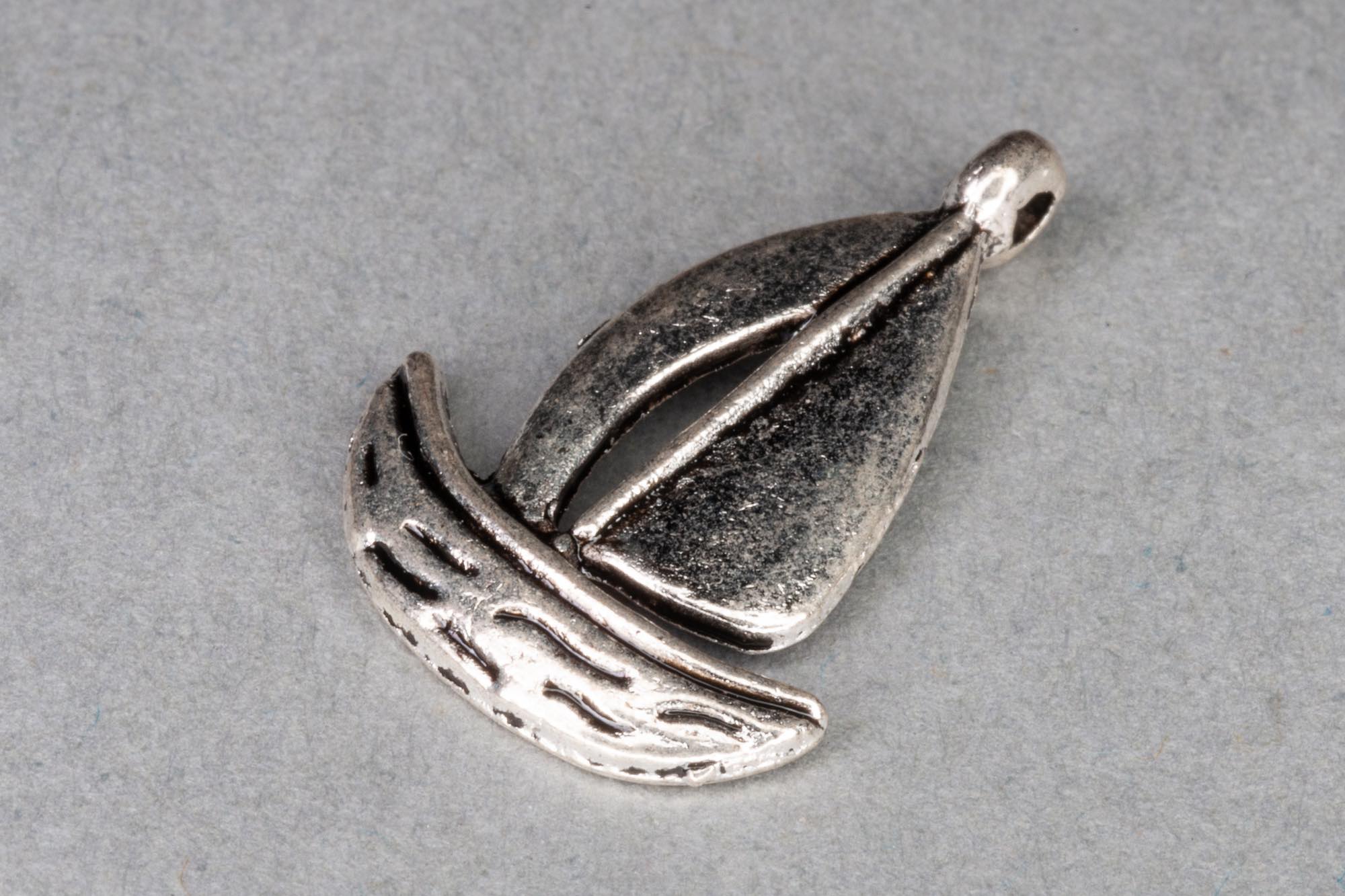Antique Silver Boat Charm 19x13mm
