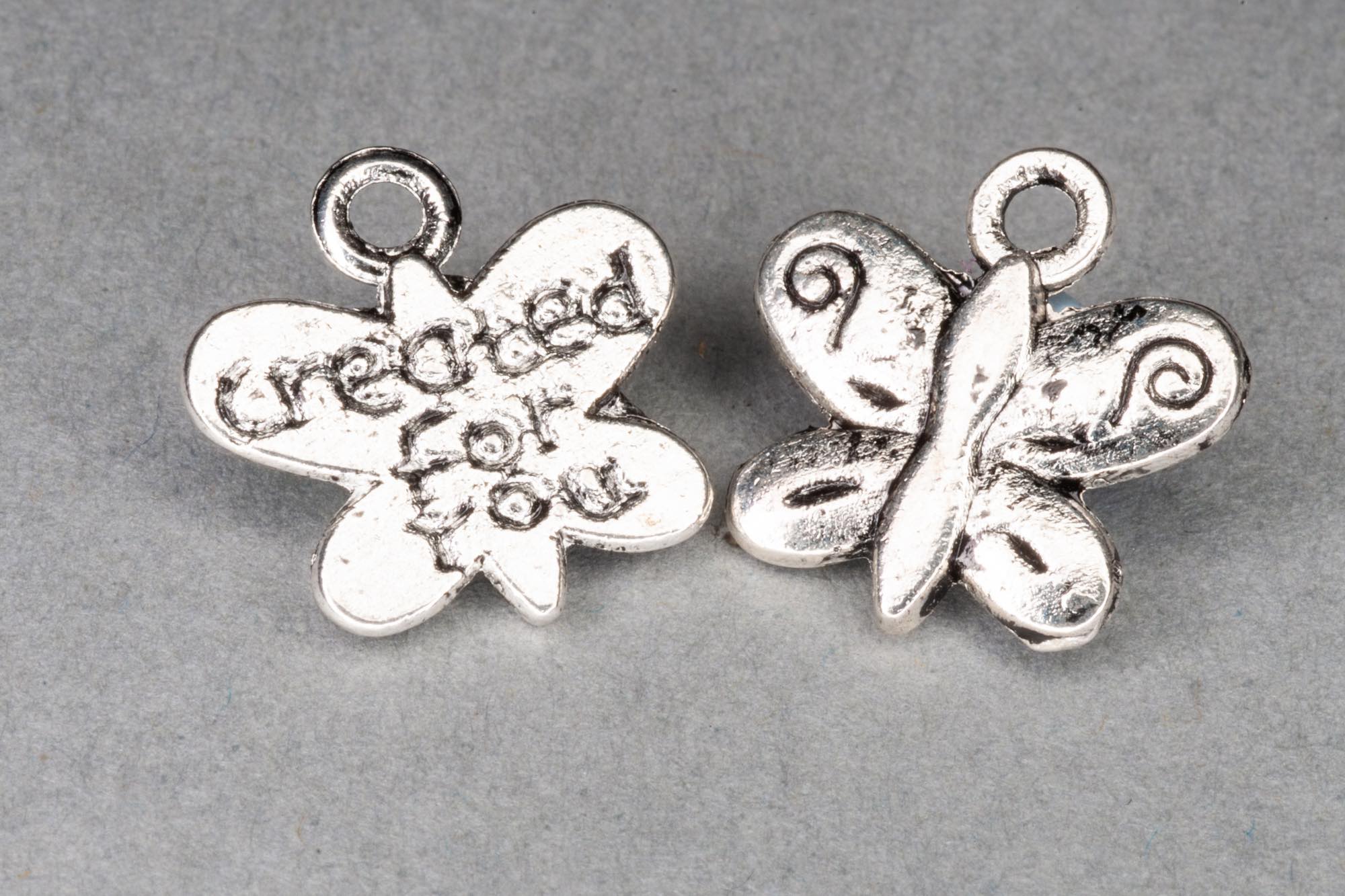 Silver ‘Created For You’ Butterfly Charm 13x14mm
