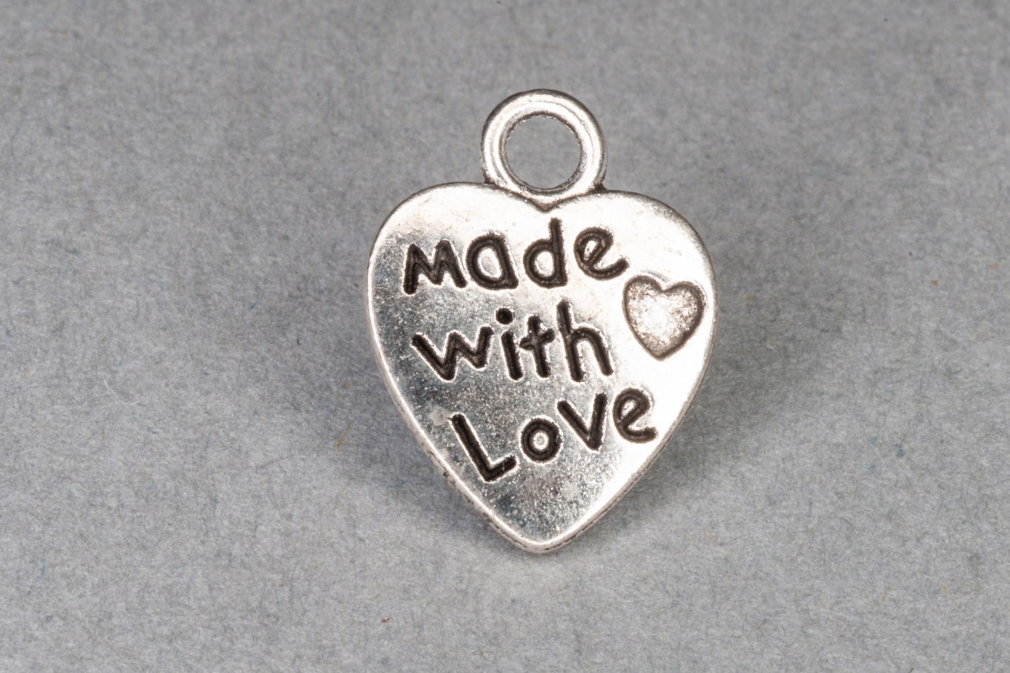 Silver ‘Made With Love’ Heart Charm 17x14mm