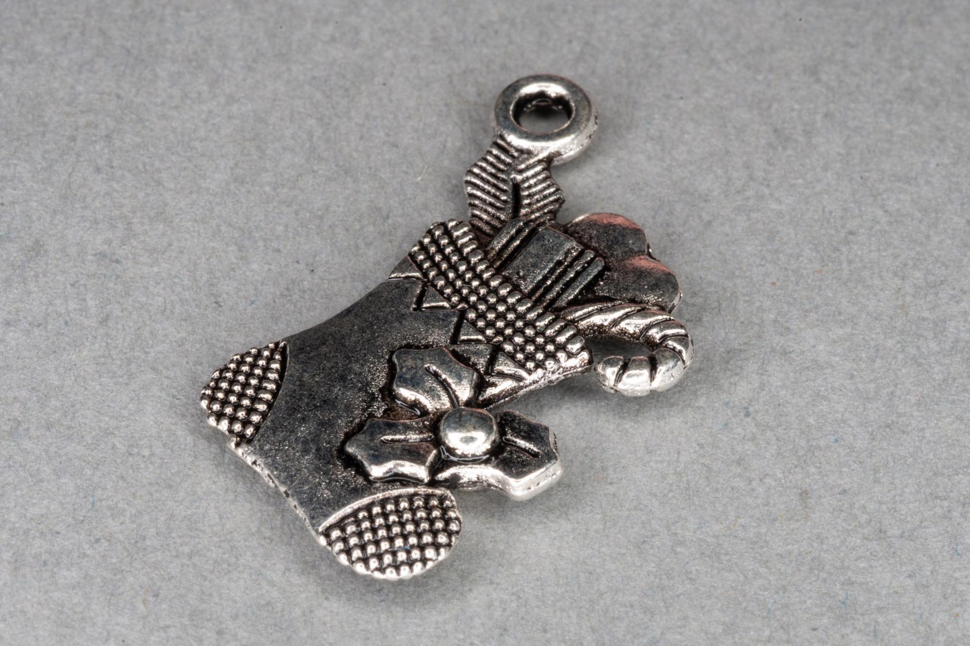 Antique Silver Christmas Stocking Charm 20x17mm