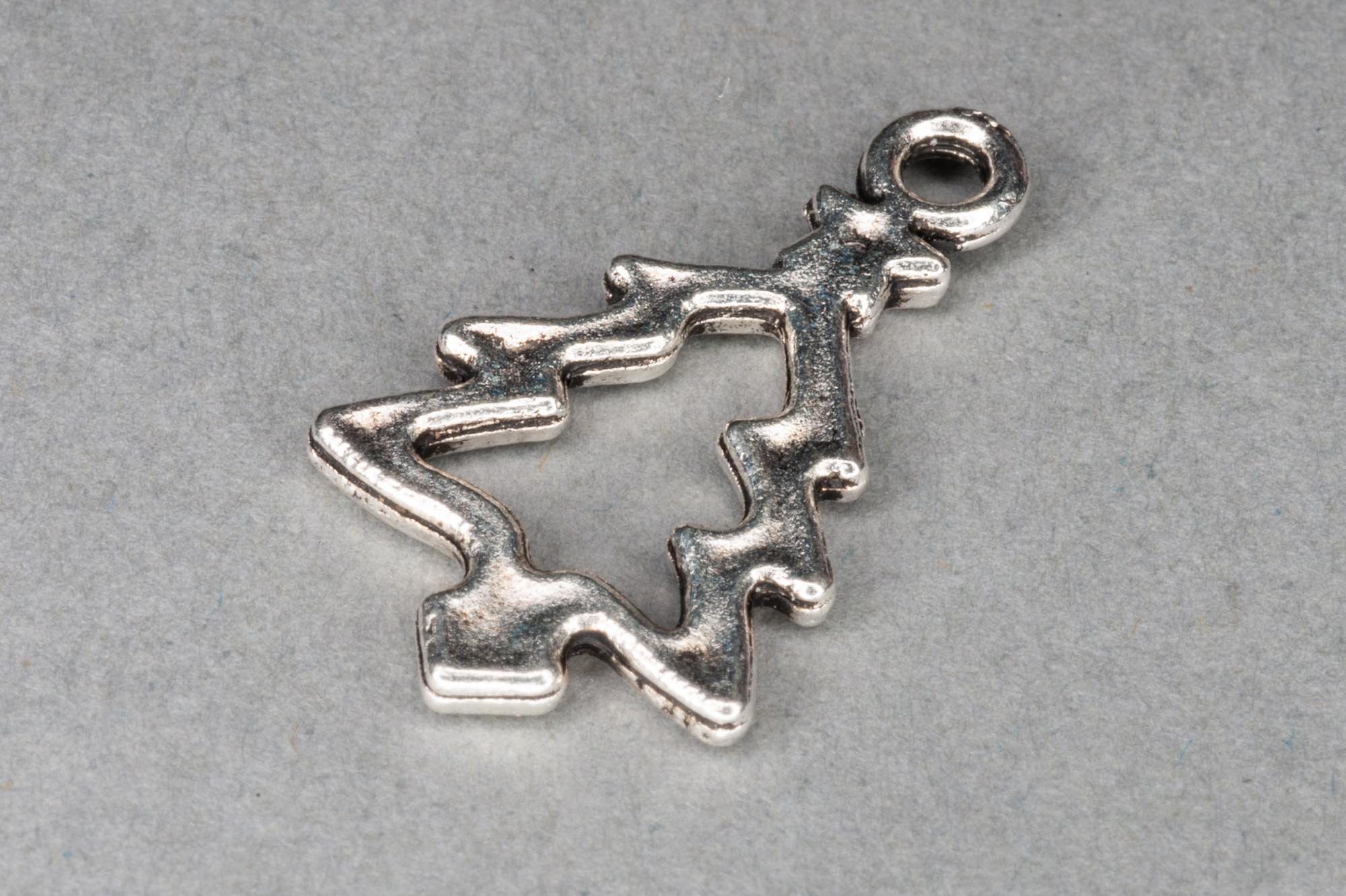 Silver Christmas Tree Outline Charm 23x14mm