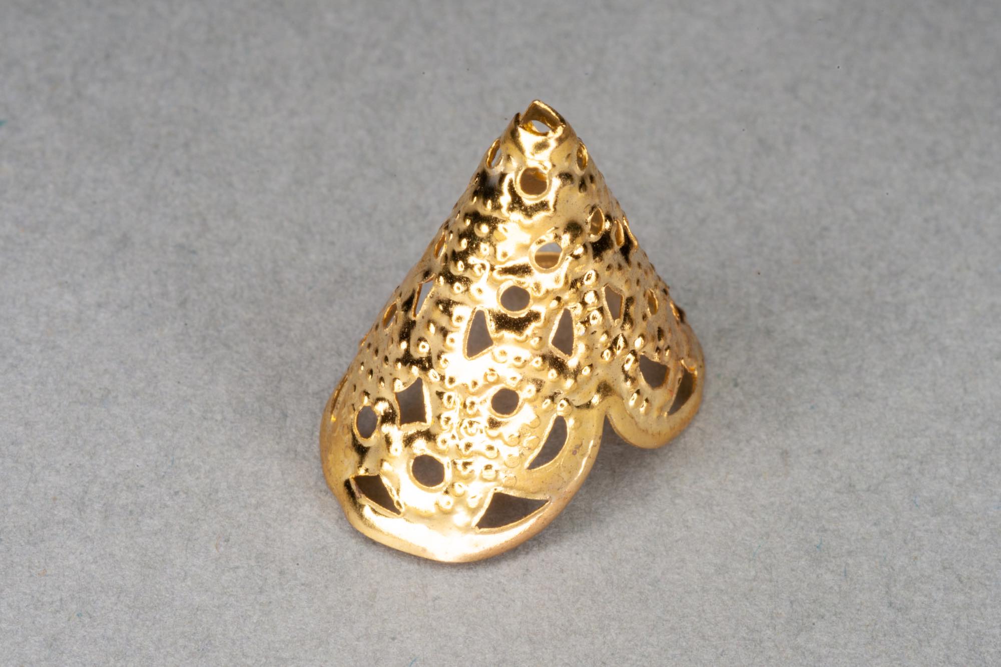 Gold Plated Deep Cone Filigree Bead/End  Cap 18x18x12mm, 0.5mm hole