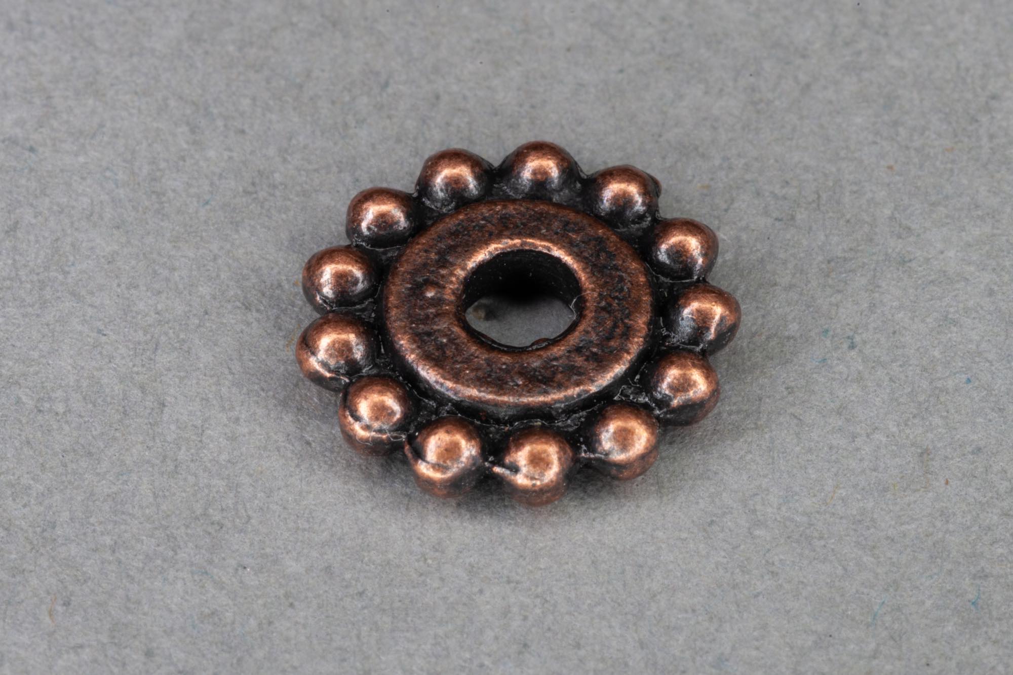 Dark Antique Copper Colour Flat Round Spacer Bead 12x2mm, 2.5mm hole