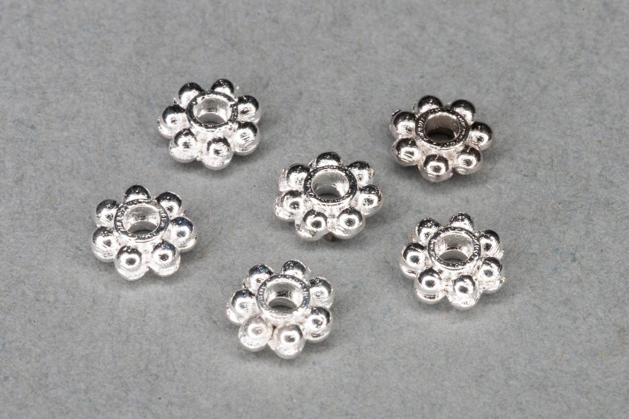 Bright Silver Plated Tiny Flat Decorative Spacer Bead 4×1.5mm, 0.8mm hole