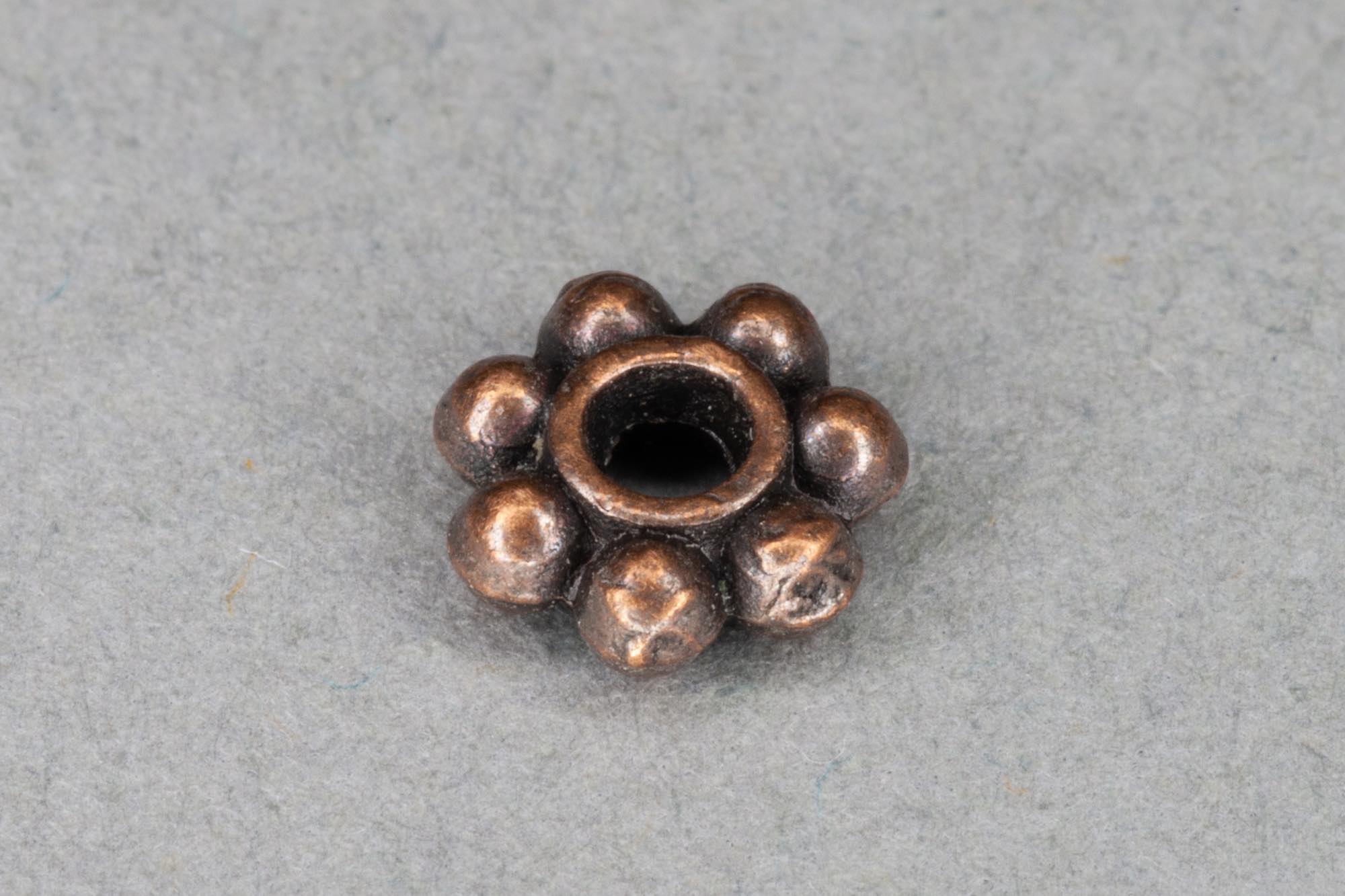 Antique Copper Colour Flat Round Spacer Bead 6x2mm, 1.5mm hole
