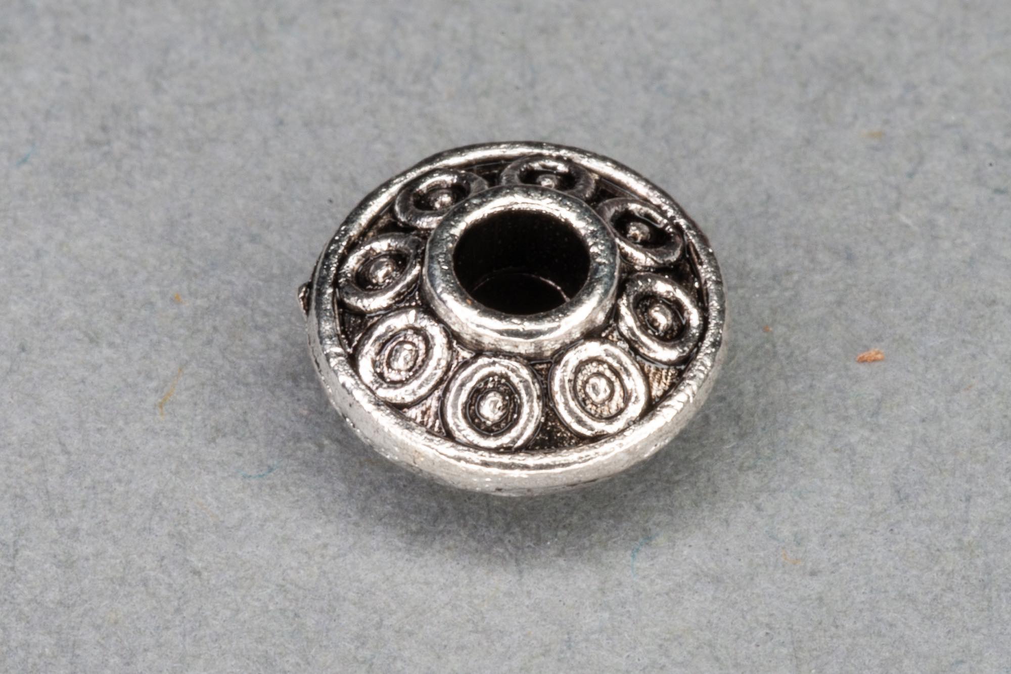 Antique Silver Plated Flat Bicone Spacer Bead 6x4mm, 1mm hole