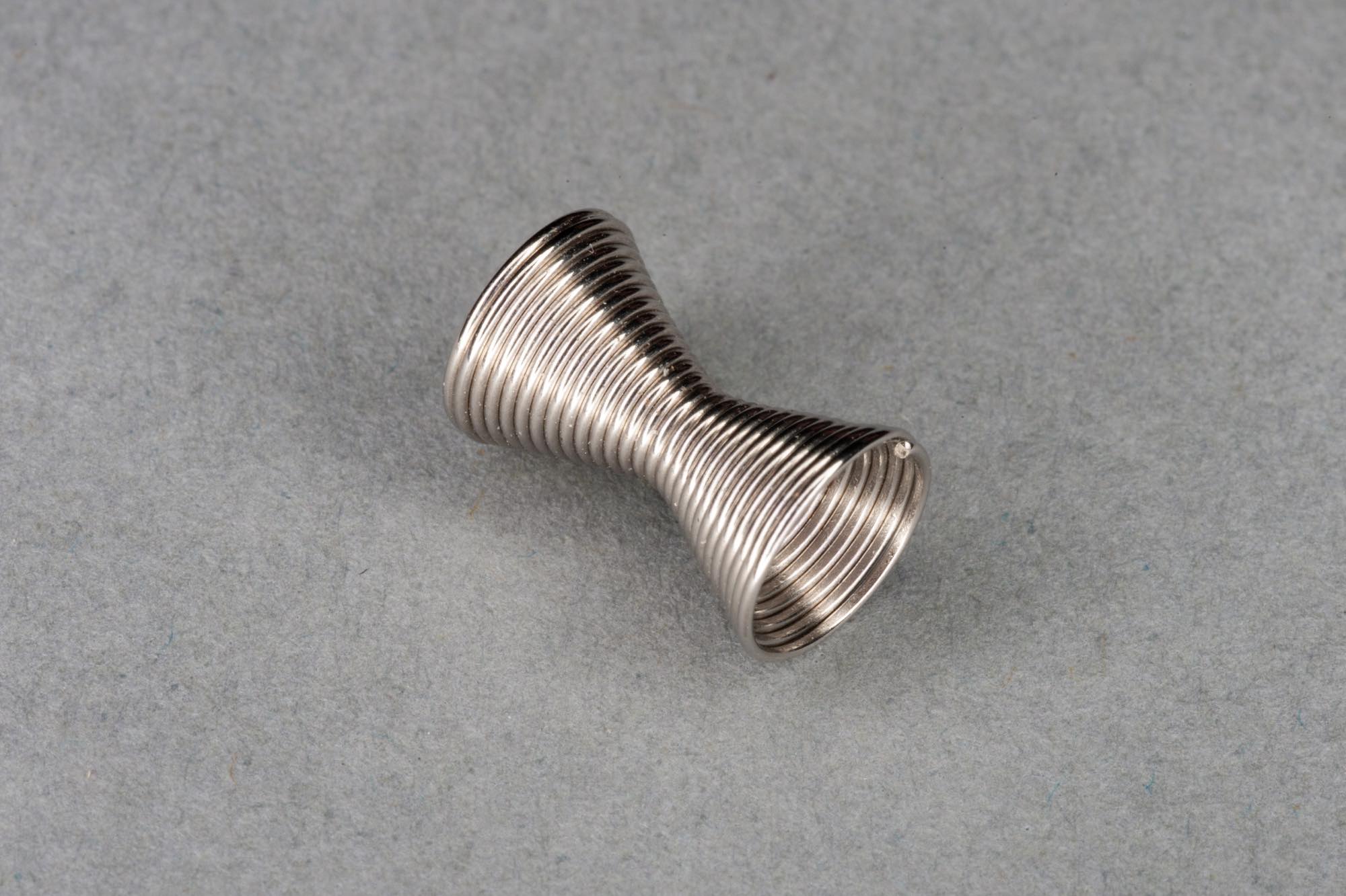 Silver Plated Coiled Double Ended Spring Bead 11×7.5mm, 2mm hole