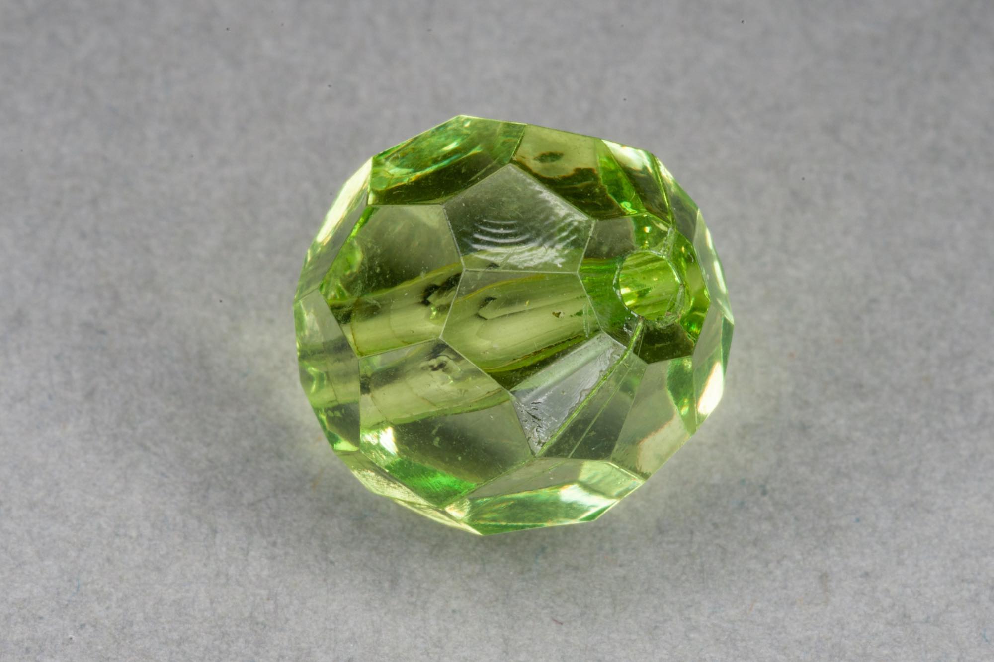 Lime Faceted Transparent Acrylic Bead, 1.5mm hole