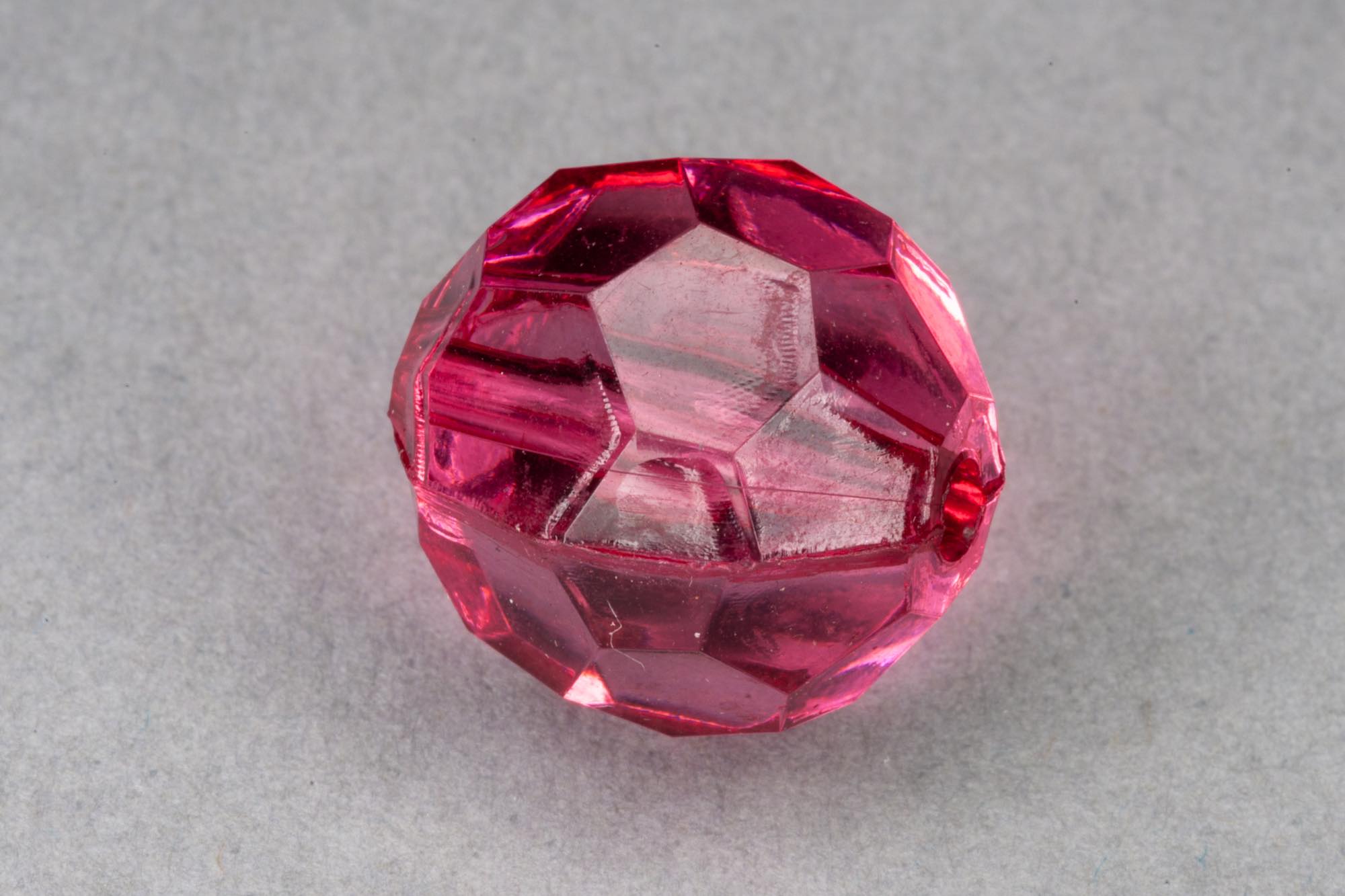 Pink Faceted Transparent Acrylic Bead, 1.5mm hole