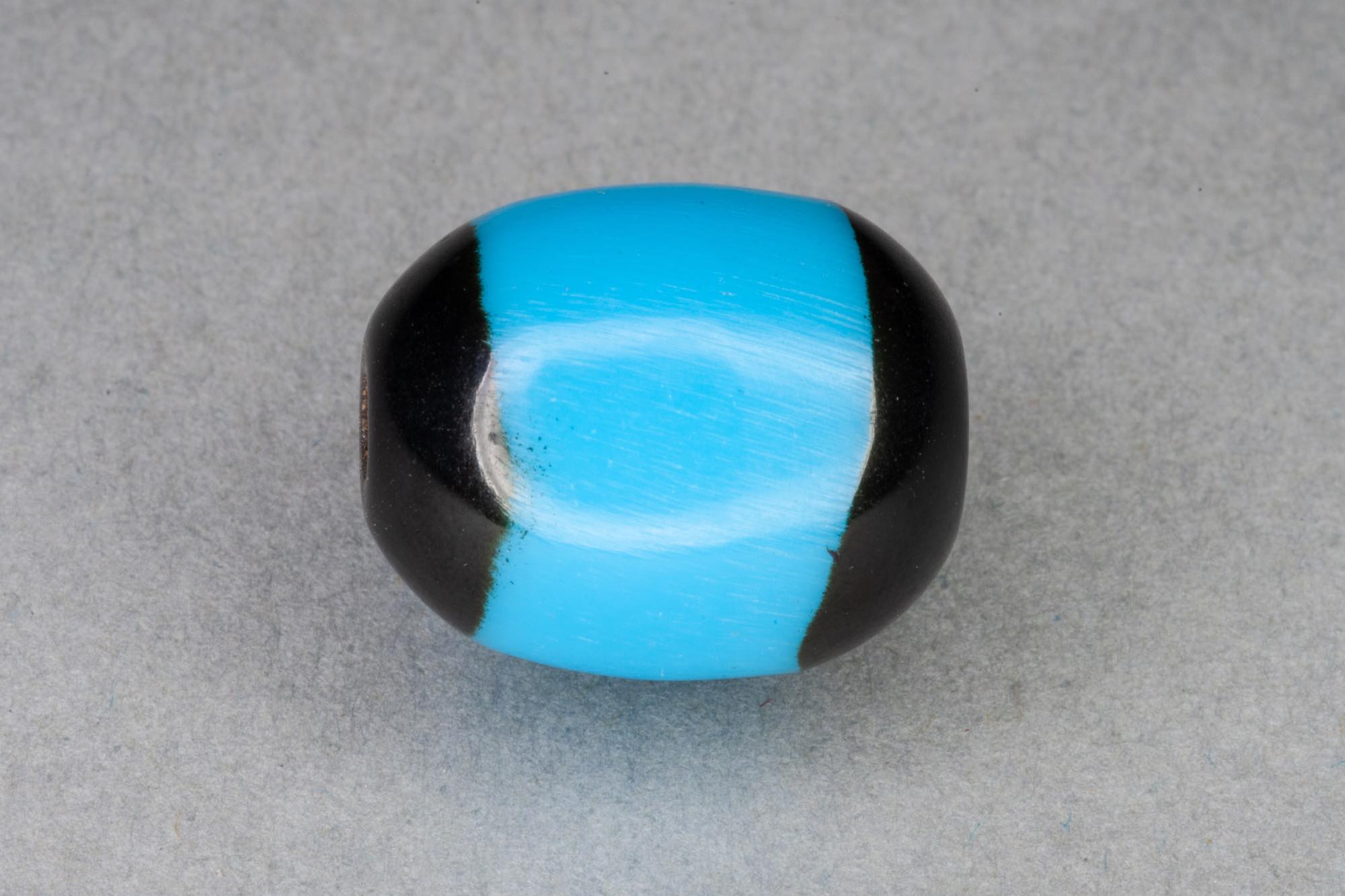 Blue Oval Resin Bead With Black Ends, 14x11mm, 1.5mm hole