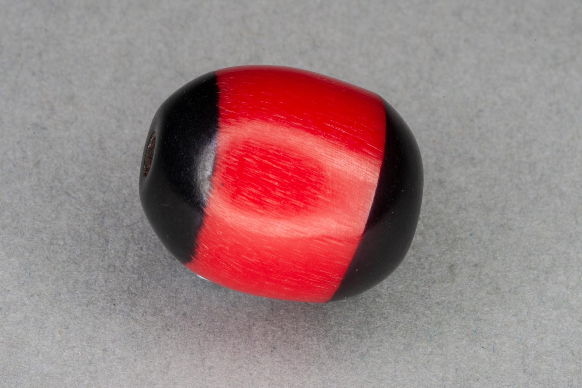 Red Oval Resin Bead With Black Ends, 14x11mm, 1.5mm hole