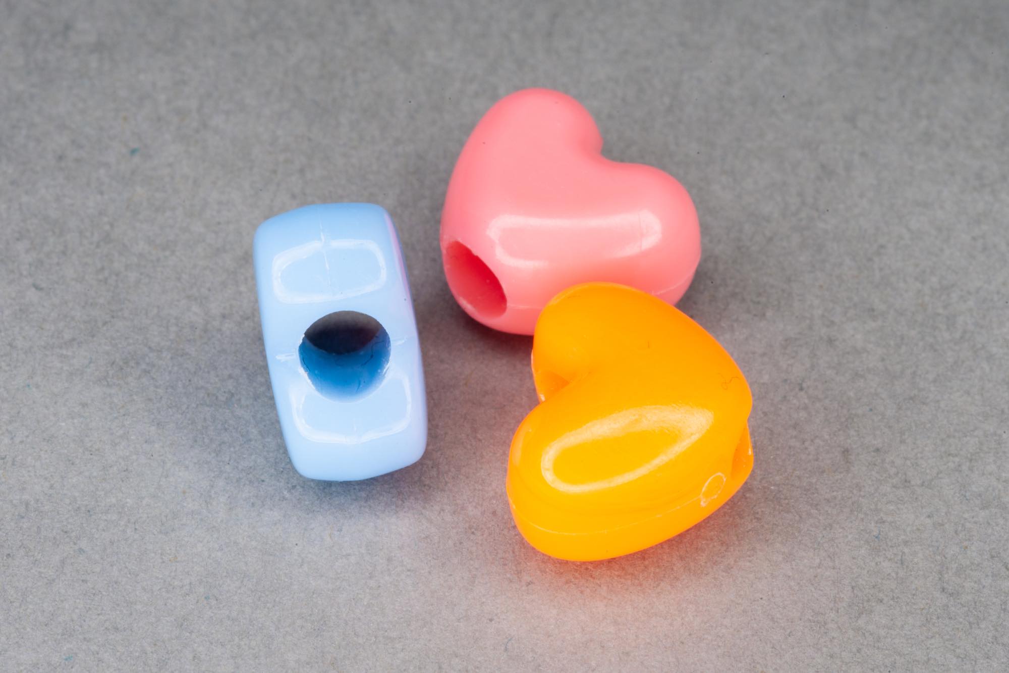 Mixed Opaque Acrylic Heart Beads 12x10x7mm, 4mm hole
