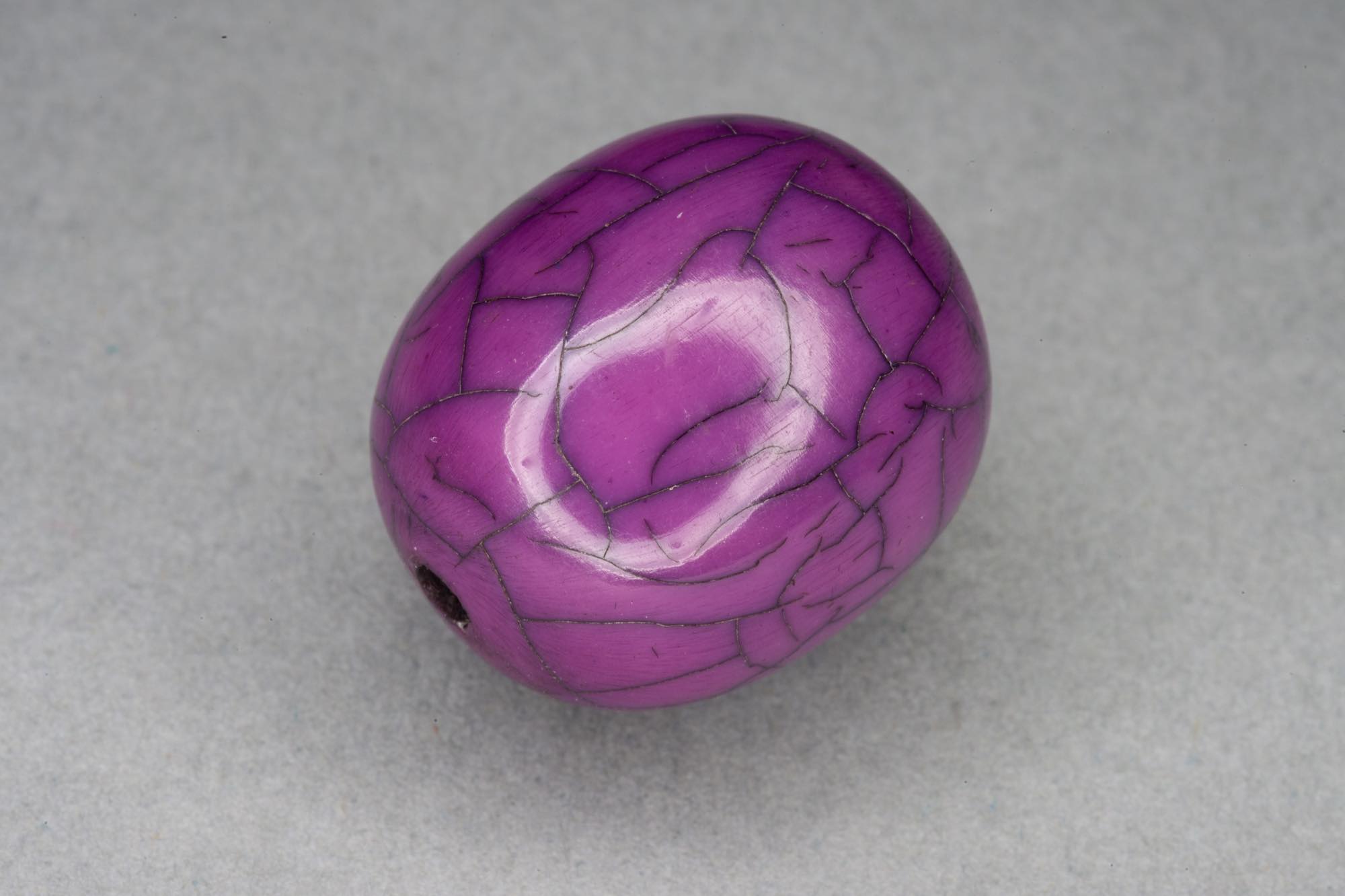 Purple Oval Barrel Resin Bead With Crackle Effect 19x32mm, 2mm hole