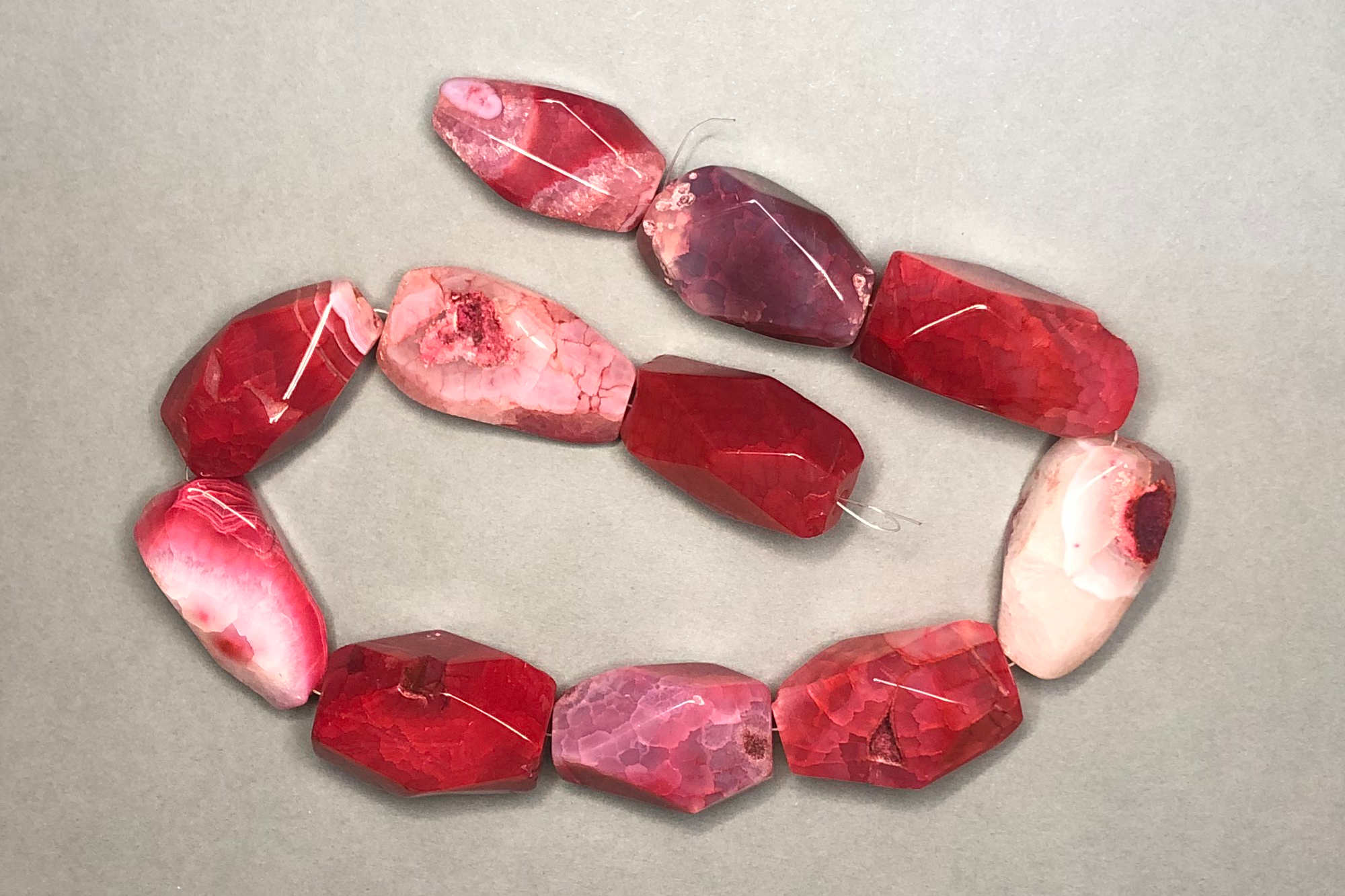 Chunky Shocking Pink Agate, 36cm Mixed Strand