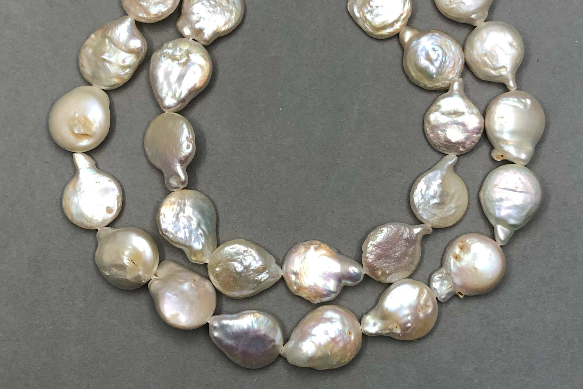 Natural Ivory Fresh Water Flat Drop Shaped Pearls, 38cm Strand, approx 16x12x4mm
