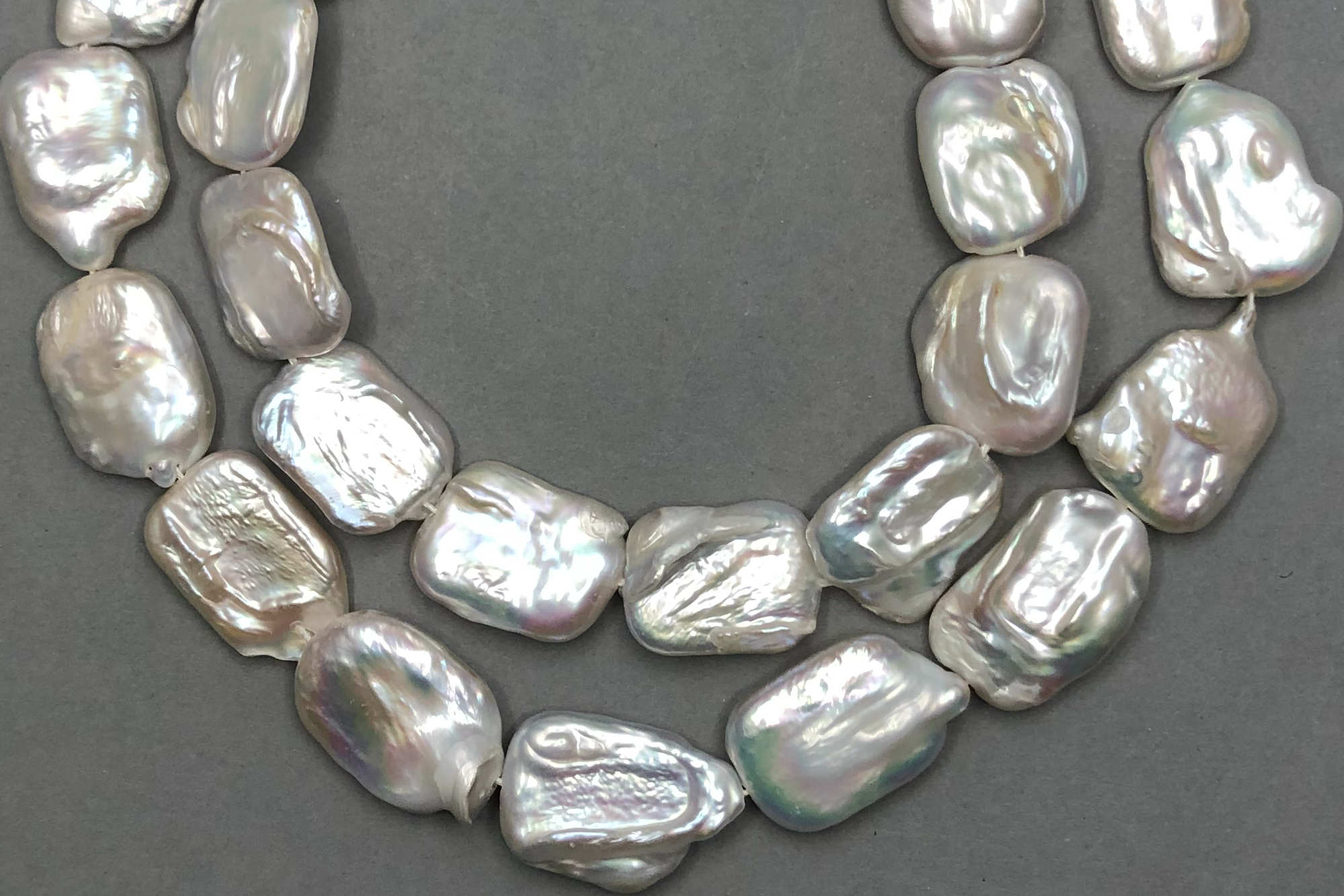 Natural White Silver Lustre Fresh Water Pearl 38cm Strand, approx 19x14x6mm