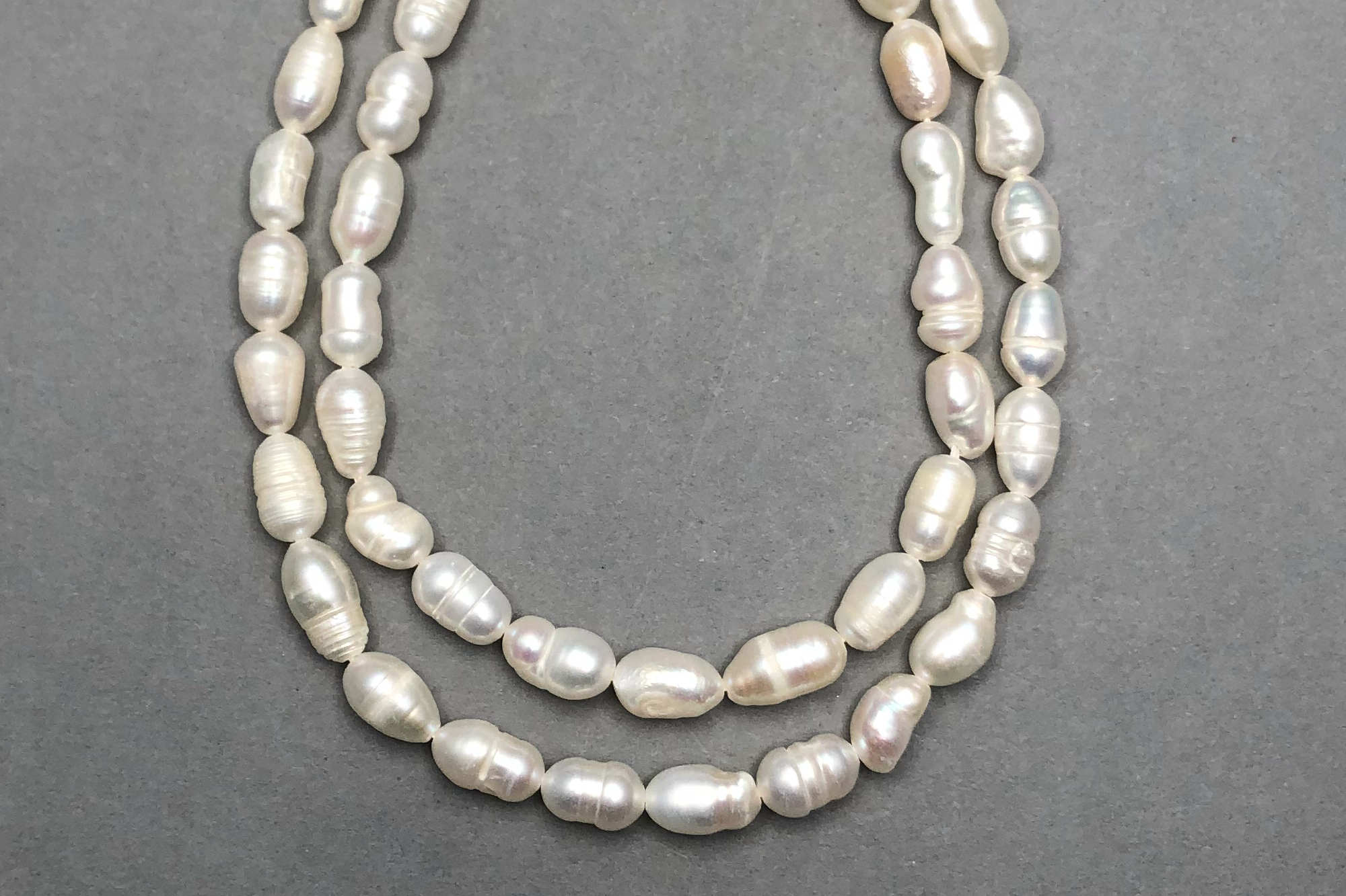 Natural Ivory Fresh Water Pearls, 33cm Strand, Circled/Elongated approx. 8x5mm