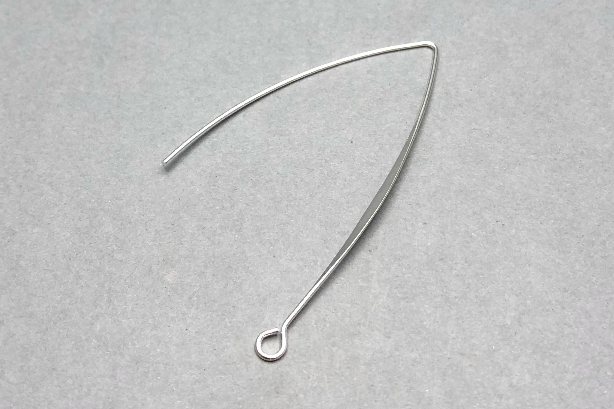 Silver Plated Long Earwire Hooks, 55x24mm