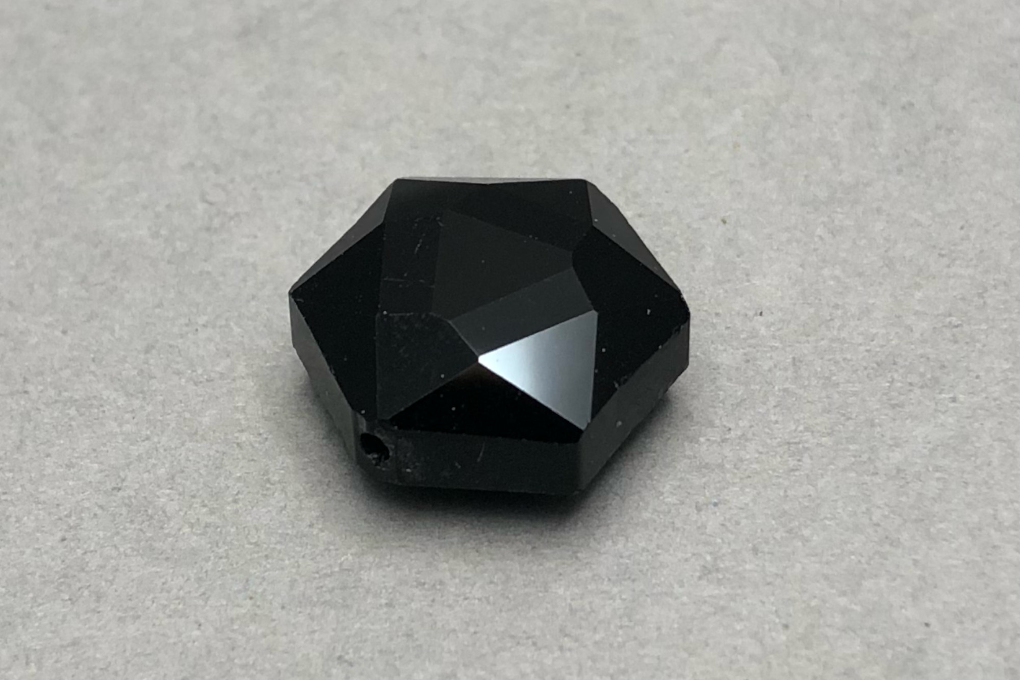 Black Hexagonal Faceted Glass Bead
