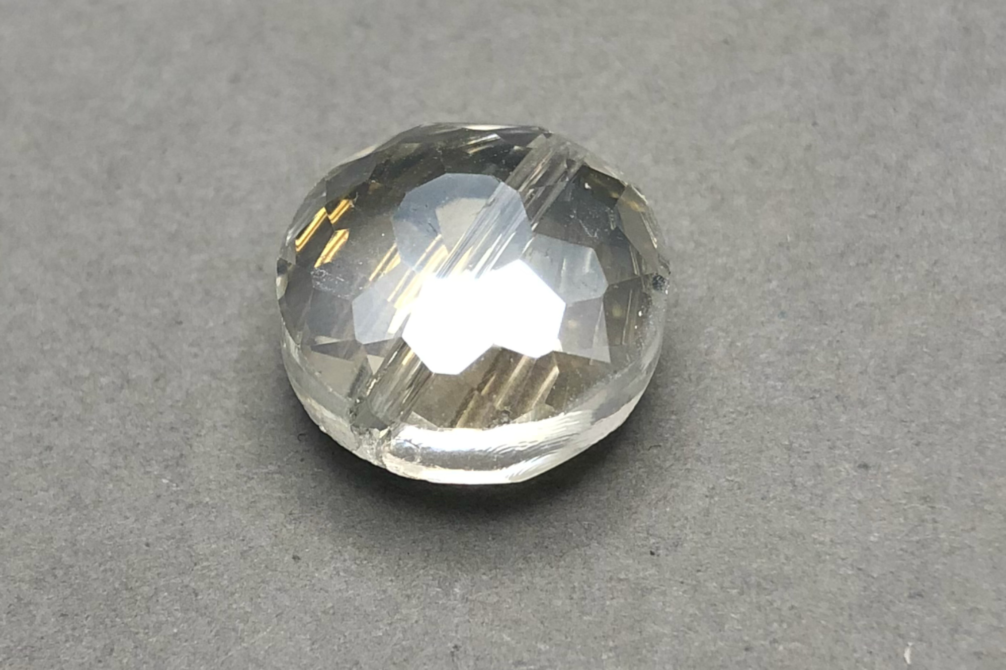 AB Clear Round Faceted Glass Bead, 1mm Hole