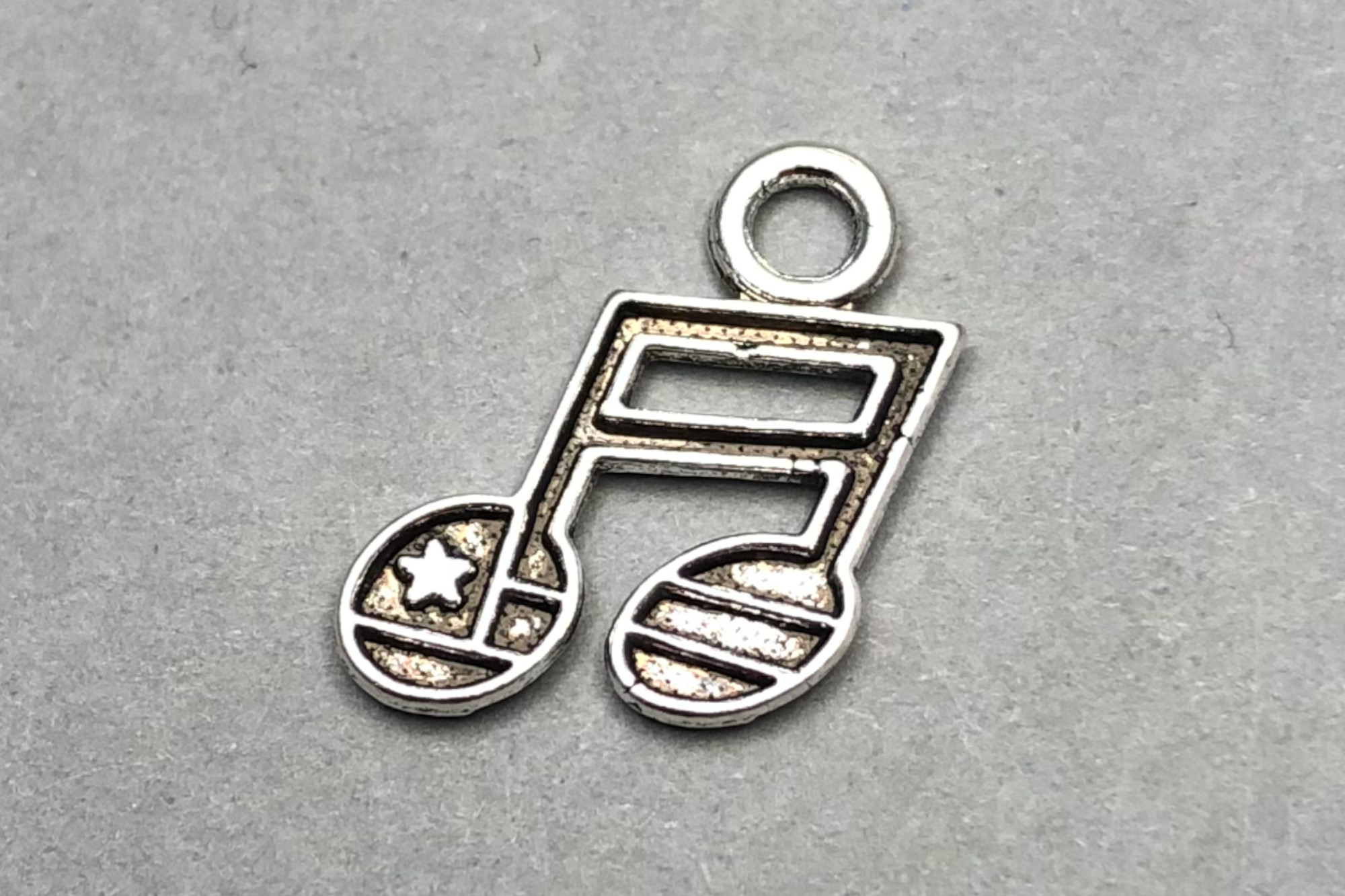 Antique Silver Music Note Charm 19x15mm