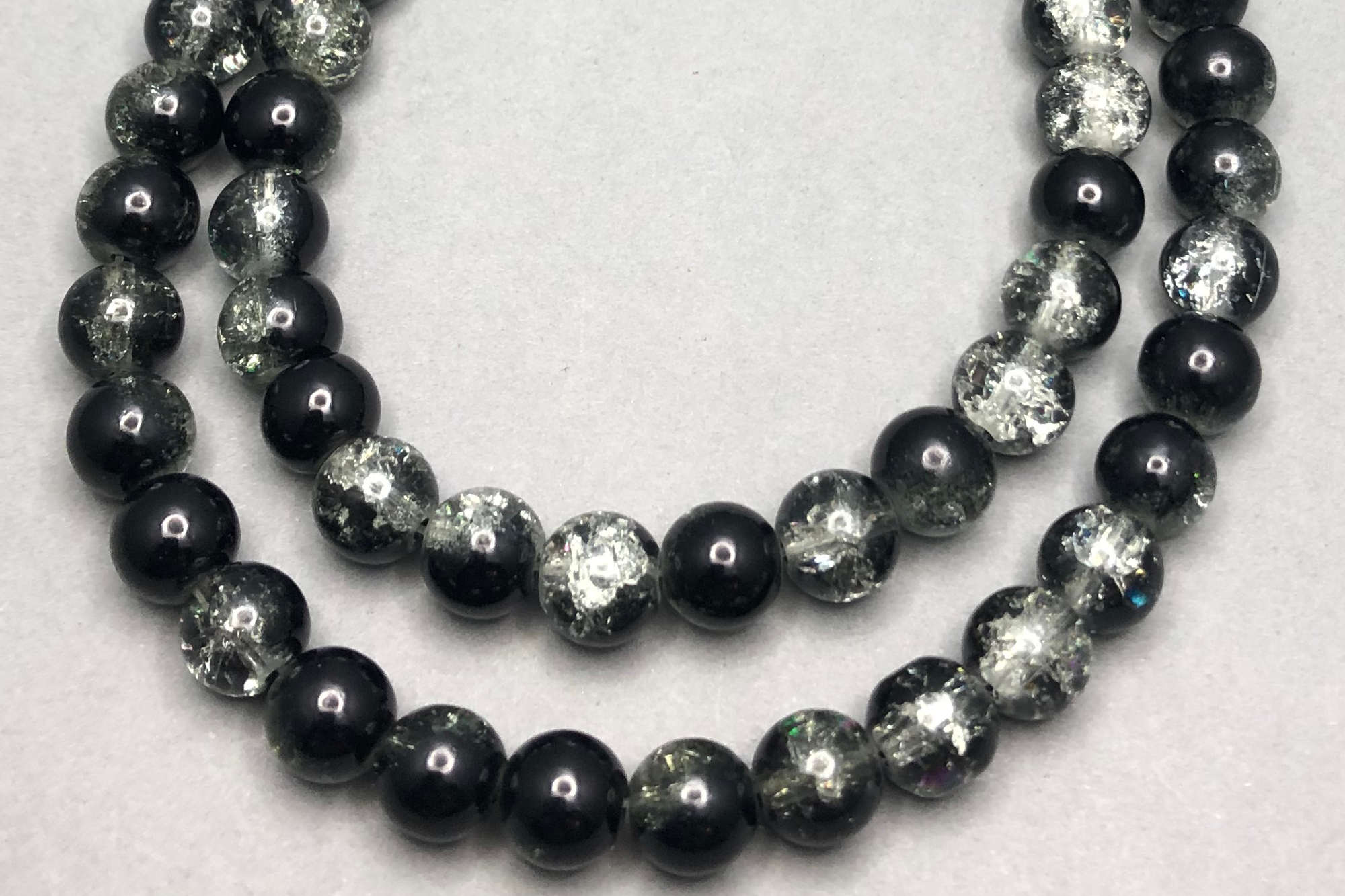 Black/Clear Crackle Glass Beads